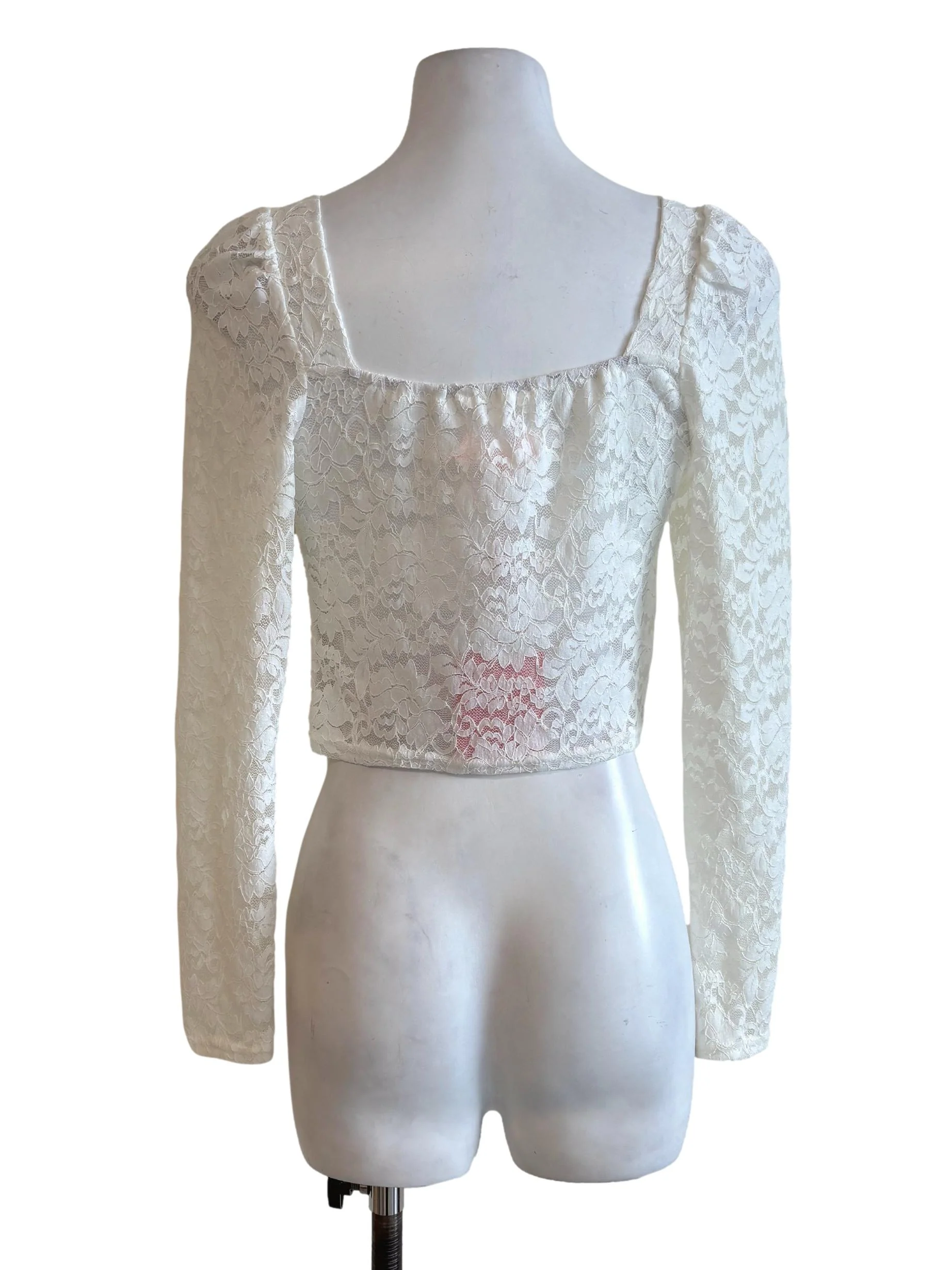 White Floral Lace Sheer Top - Image 2