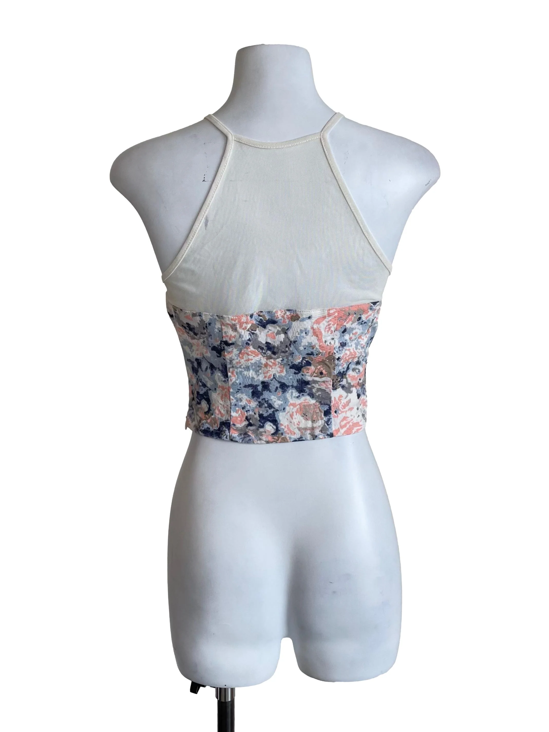 White Floral Mesh Mini Top - Image 2