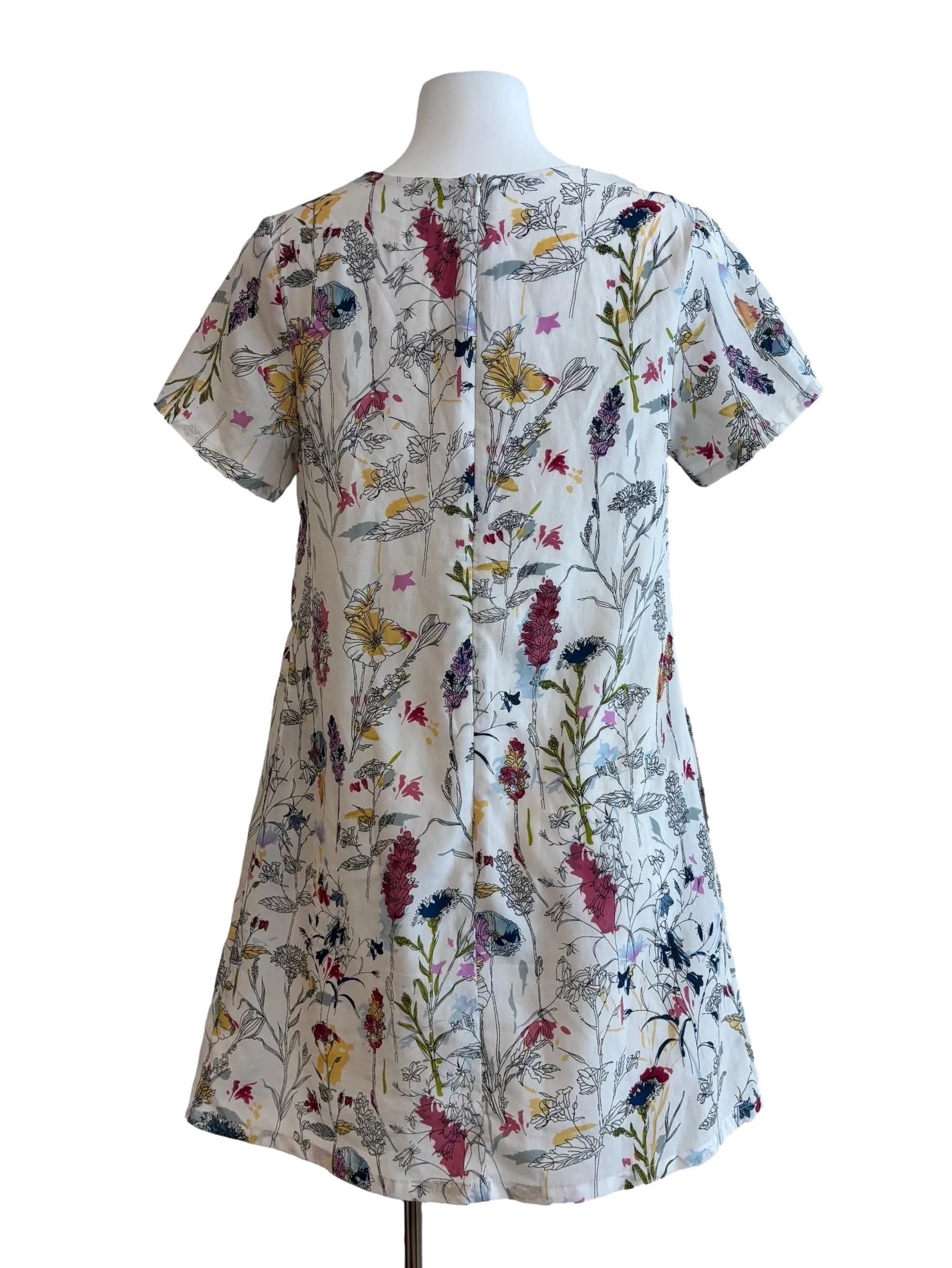 White Floral Print Short Sleeve Dress - Image 2