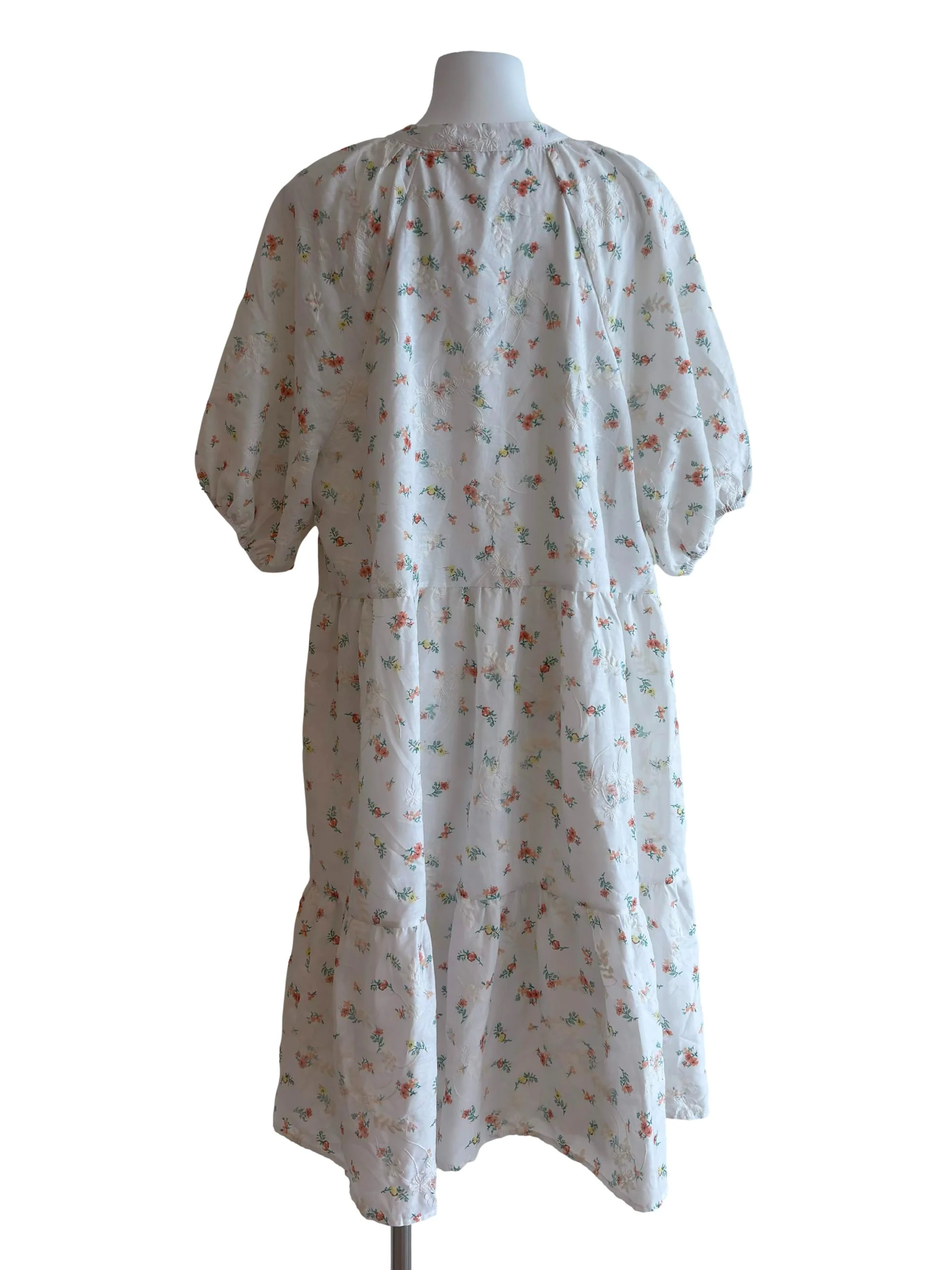 White Floral Print Tiered Dress - Image 2
