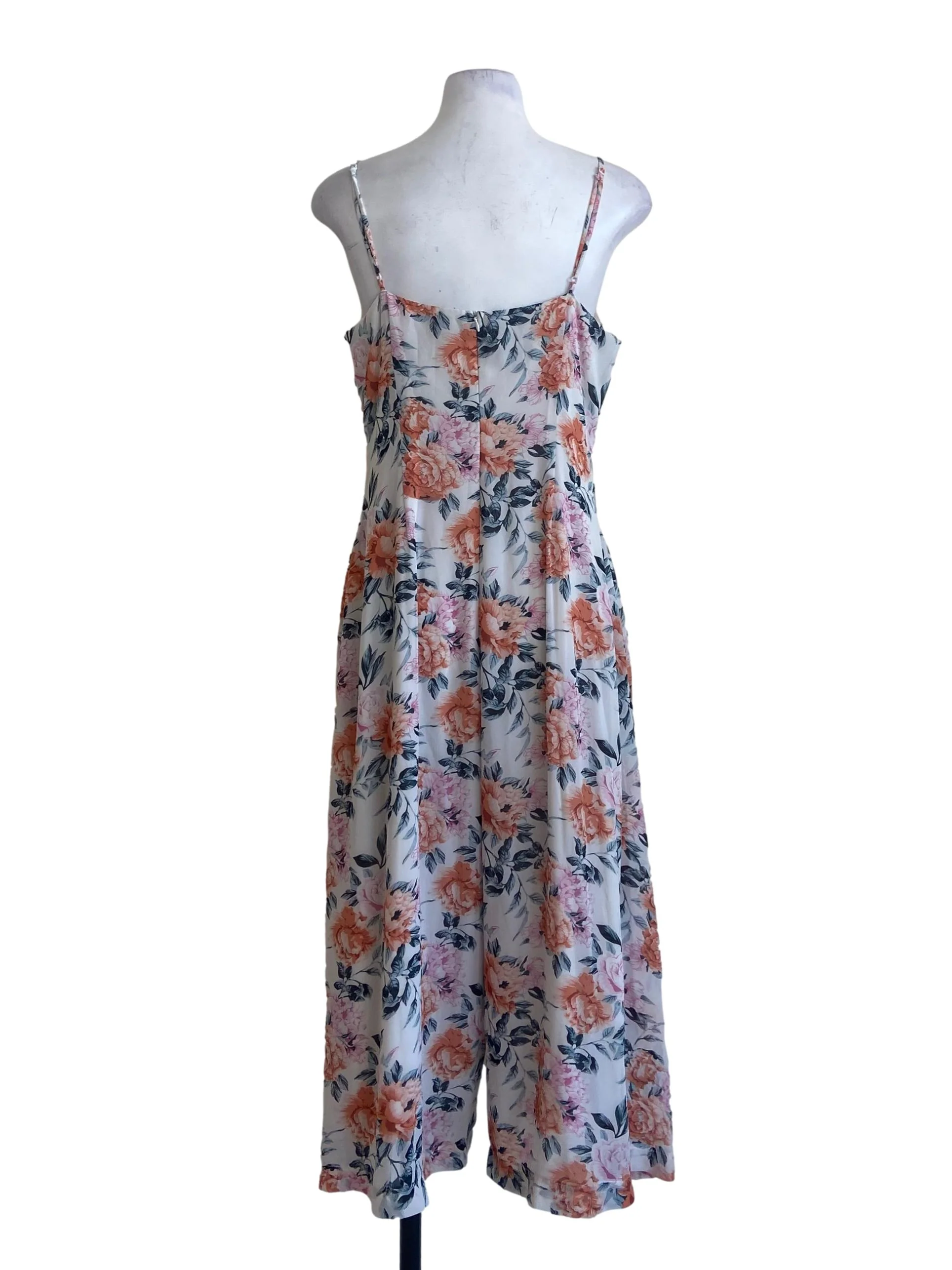 White & Floral Sleeveless Jumpsuits - Image 2