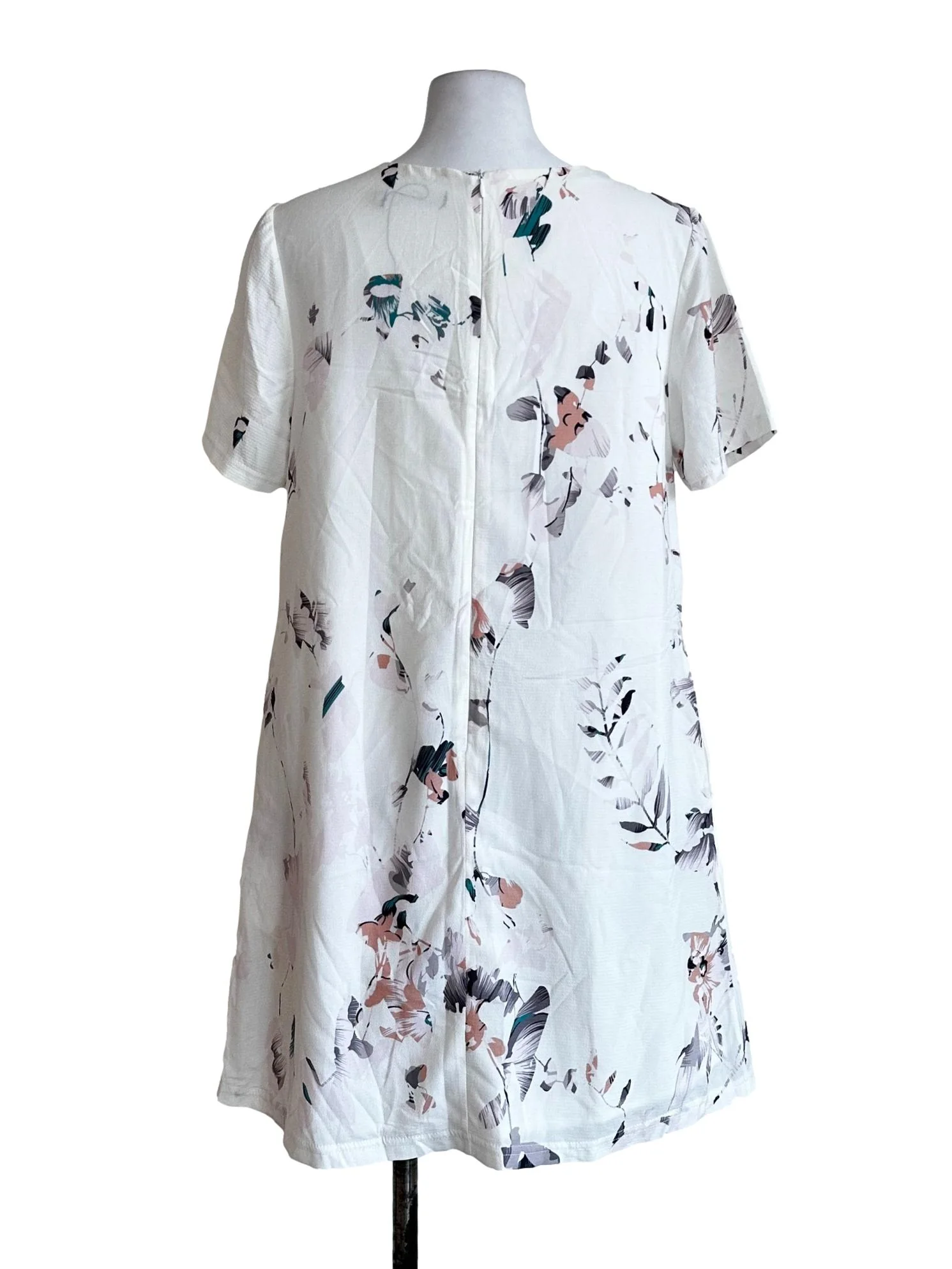 White Flower Printed Mini Dress - Image 2