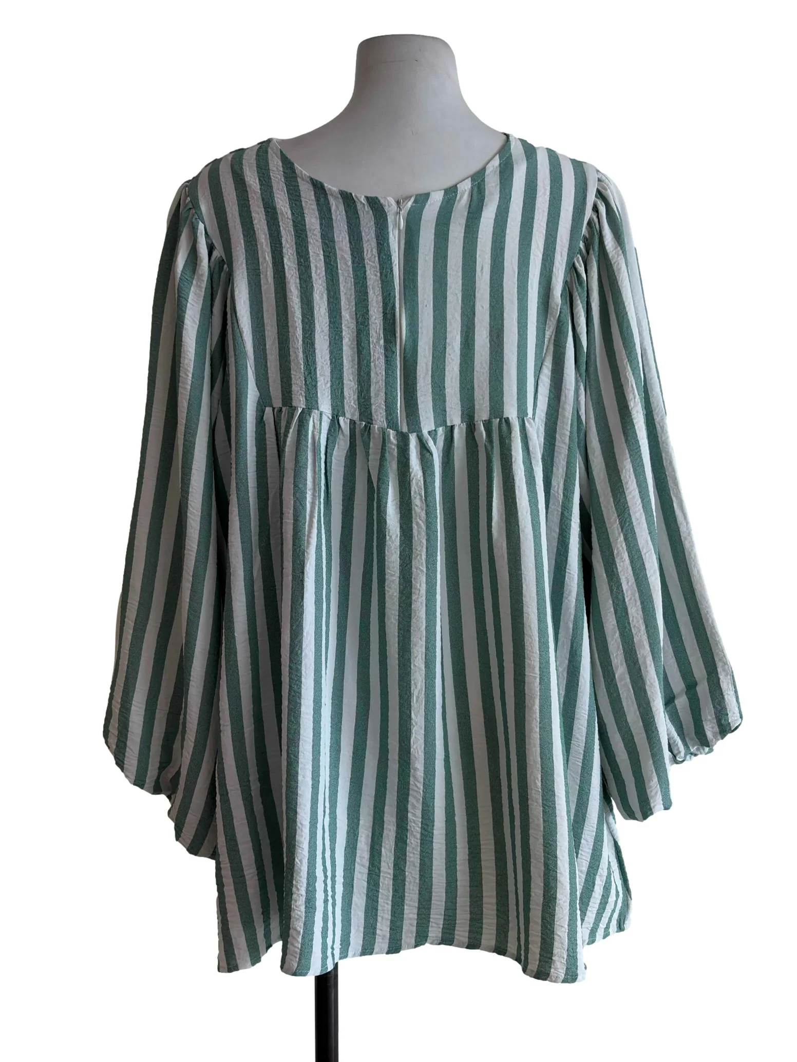 White Green Stripes Blouse - Image 2