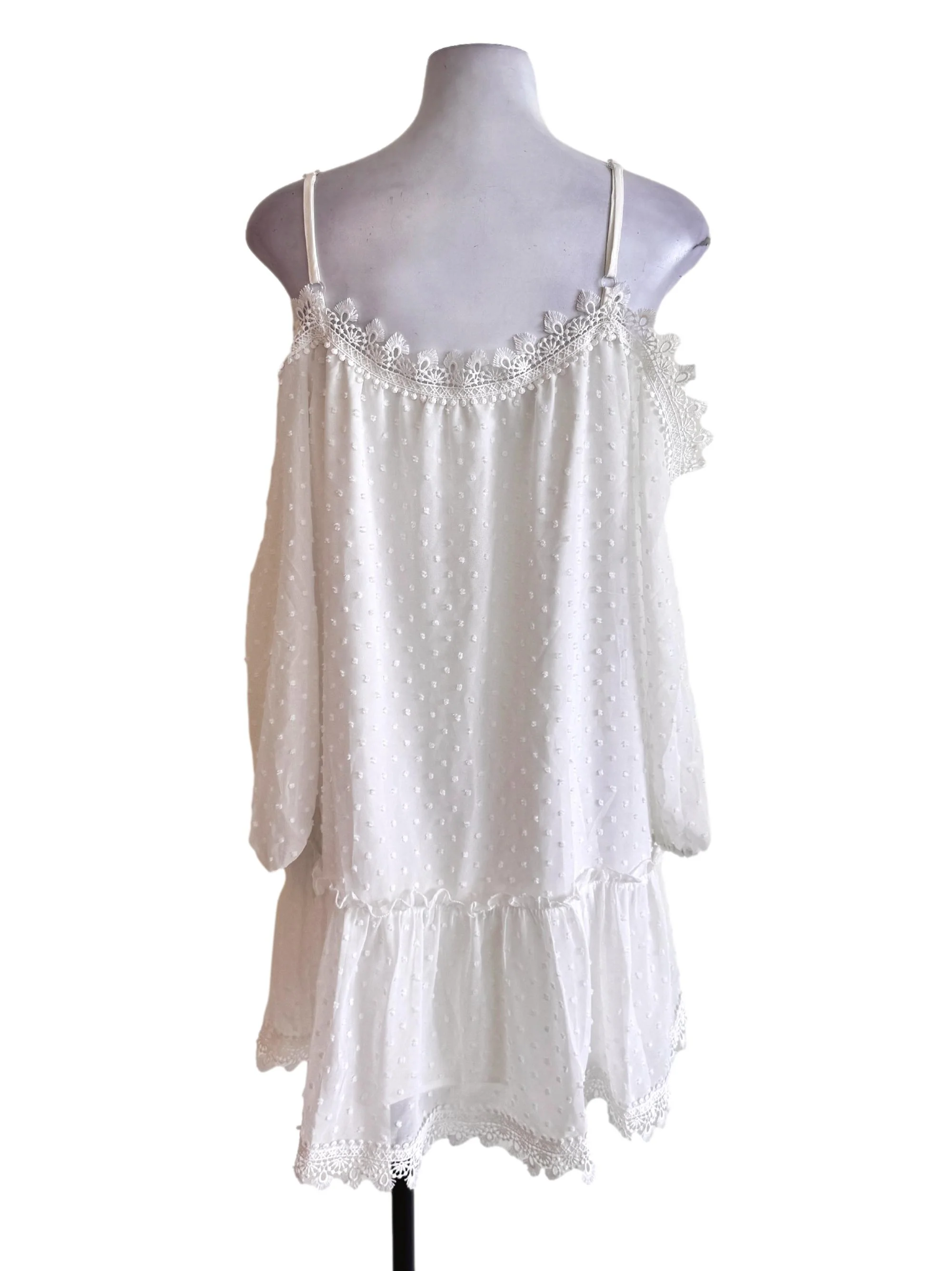 White Lace Textured Dress - Image 2