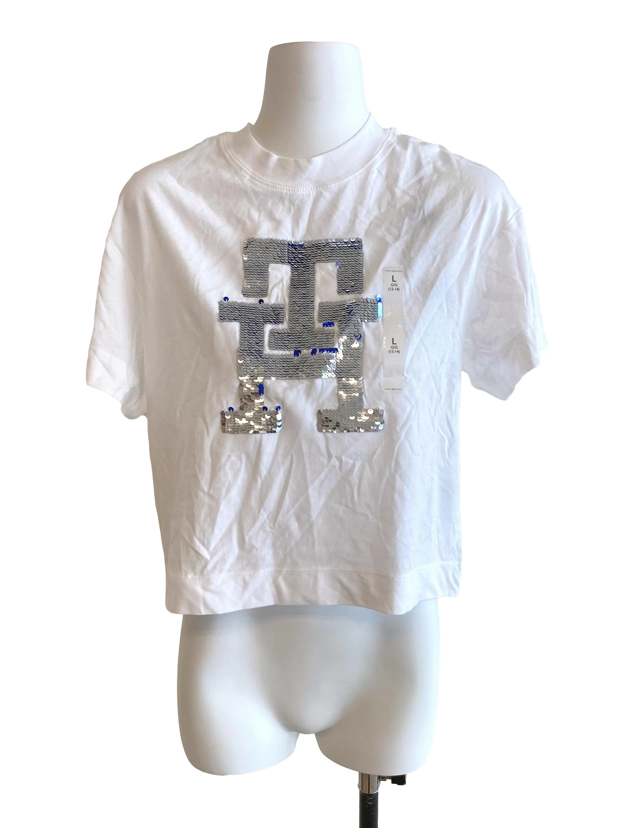White Metallic Sequins Tee