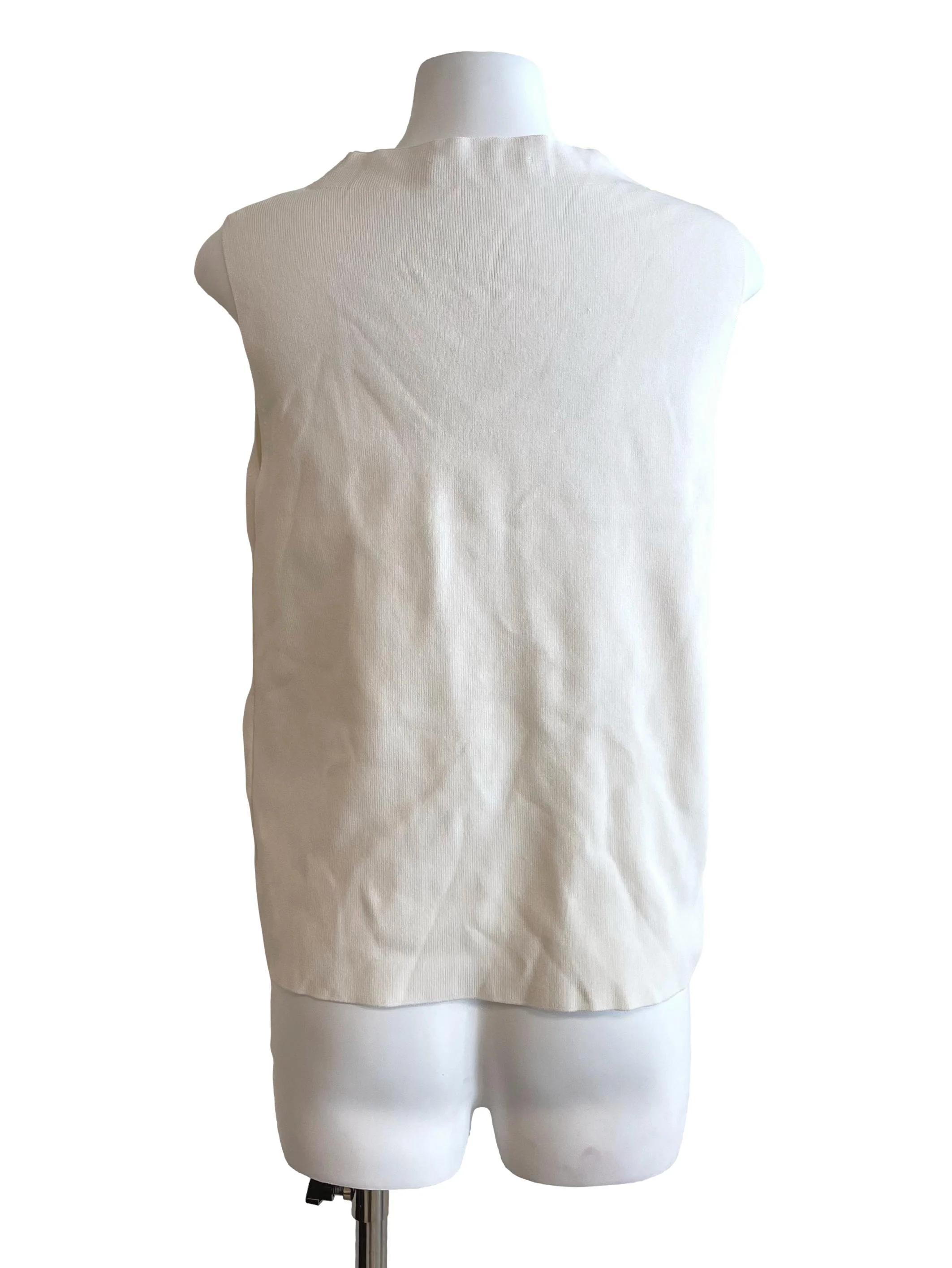 White Mid Neck Knit Top LB - Image 2