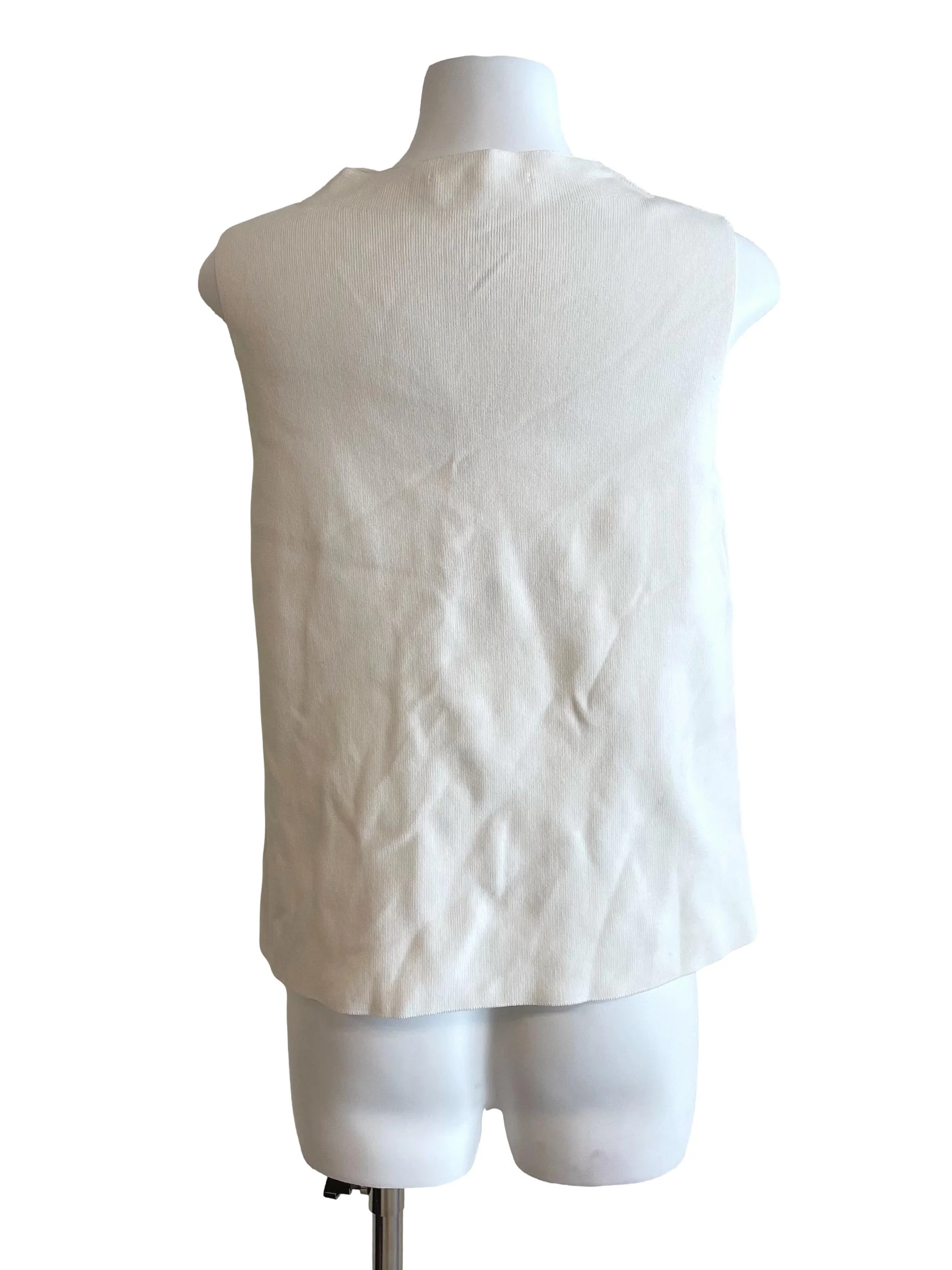 White Mid Neck Knit Top LB - Image 2