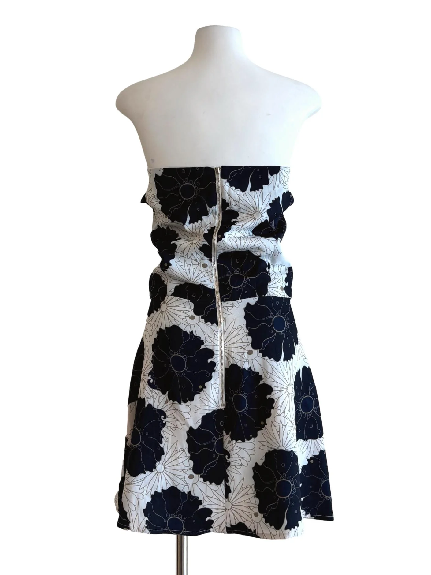 White Navy Blue Strapless Off Shoulder Dress - Image 2