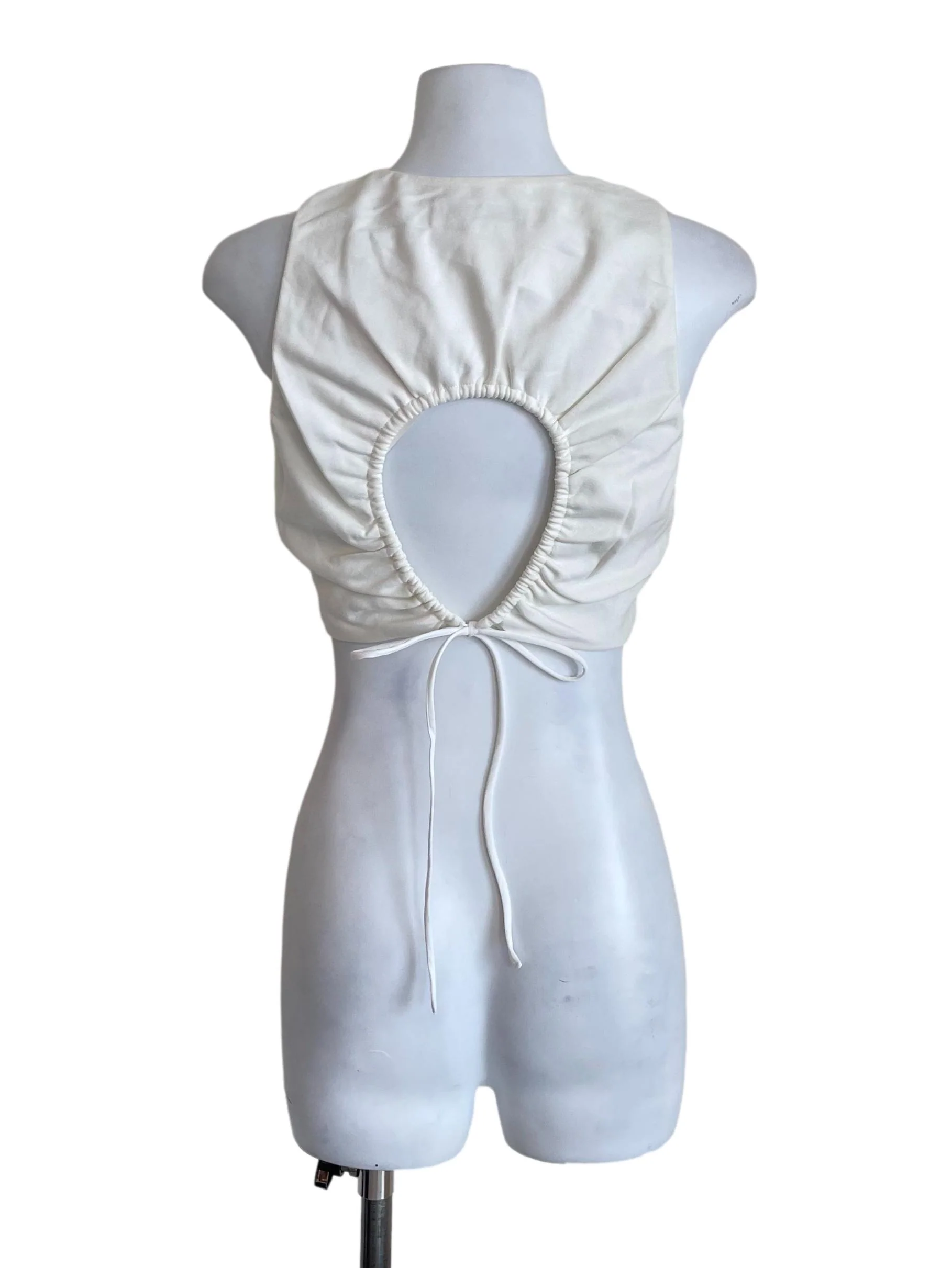 White Open Back Crop Top - Image 2