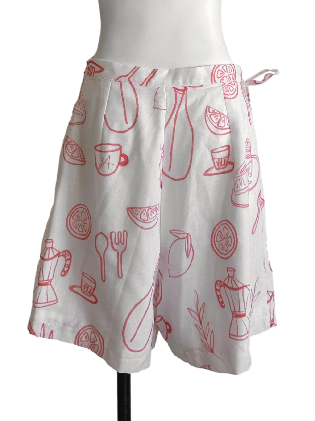 White Orange Pattern Wrap Skorts - Image 2