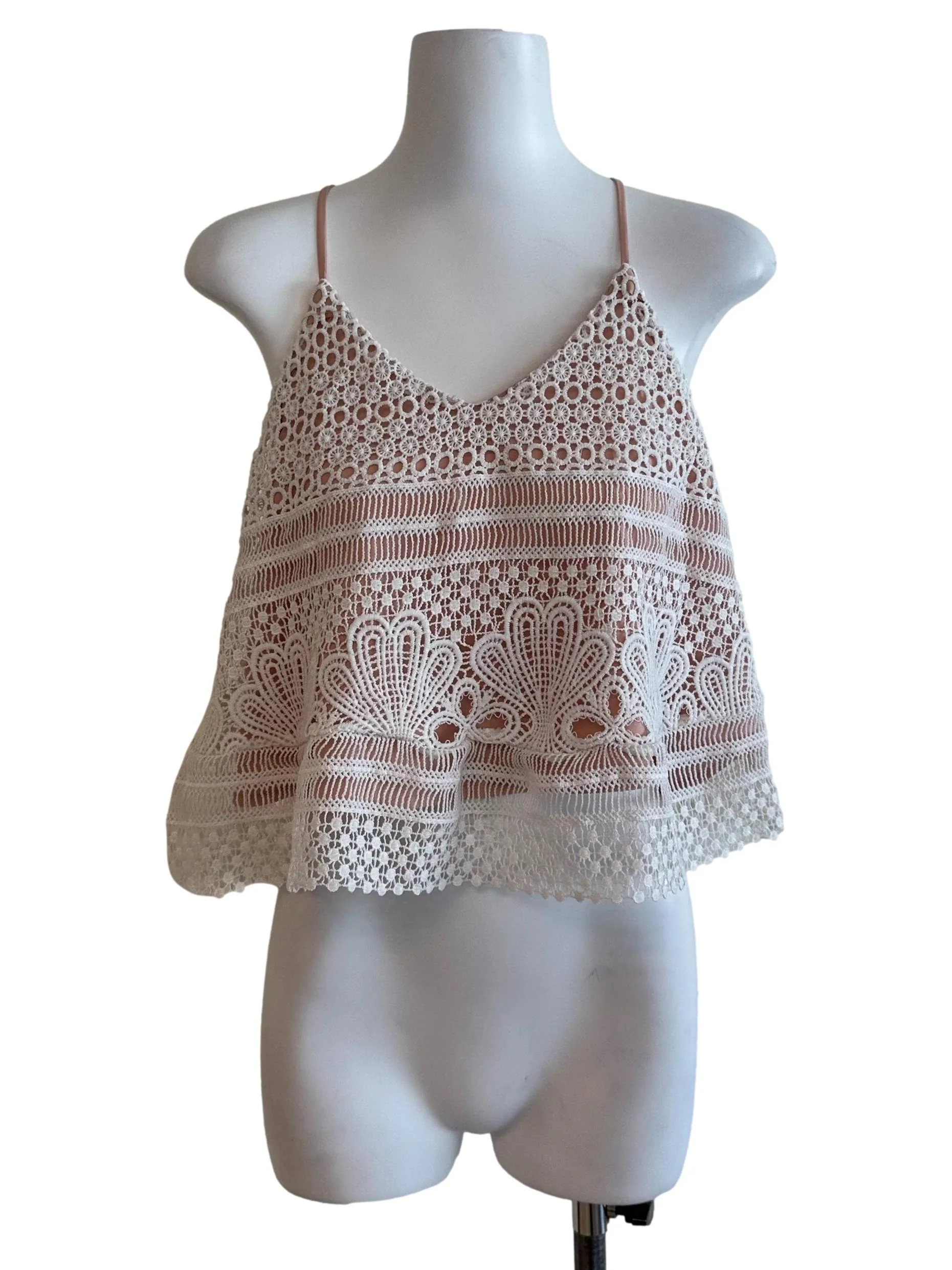 White Peach Embroidery V Neck Top