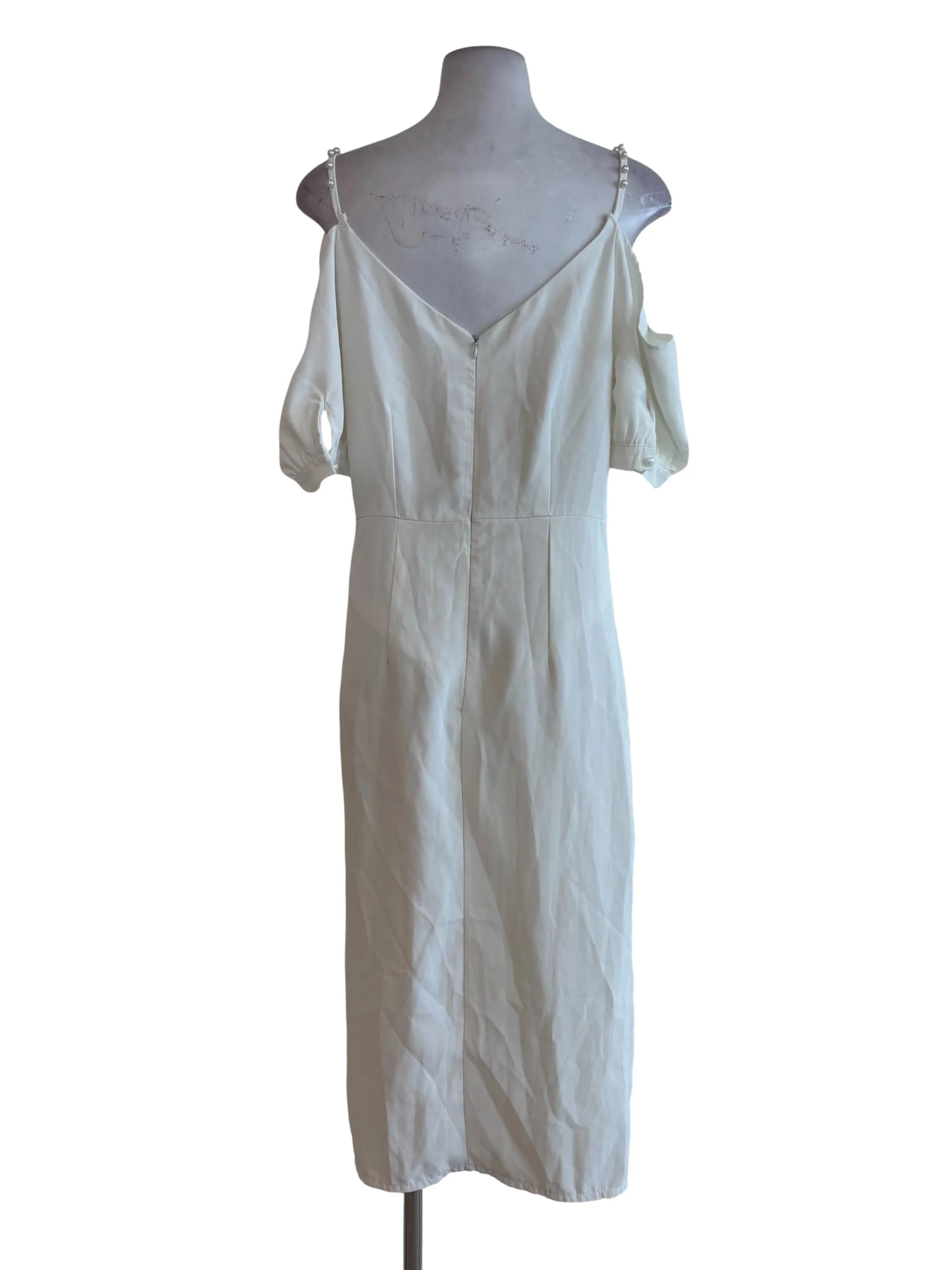 White Pearl Straps Knot Dress - Image 2