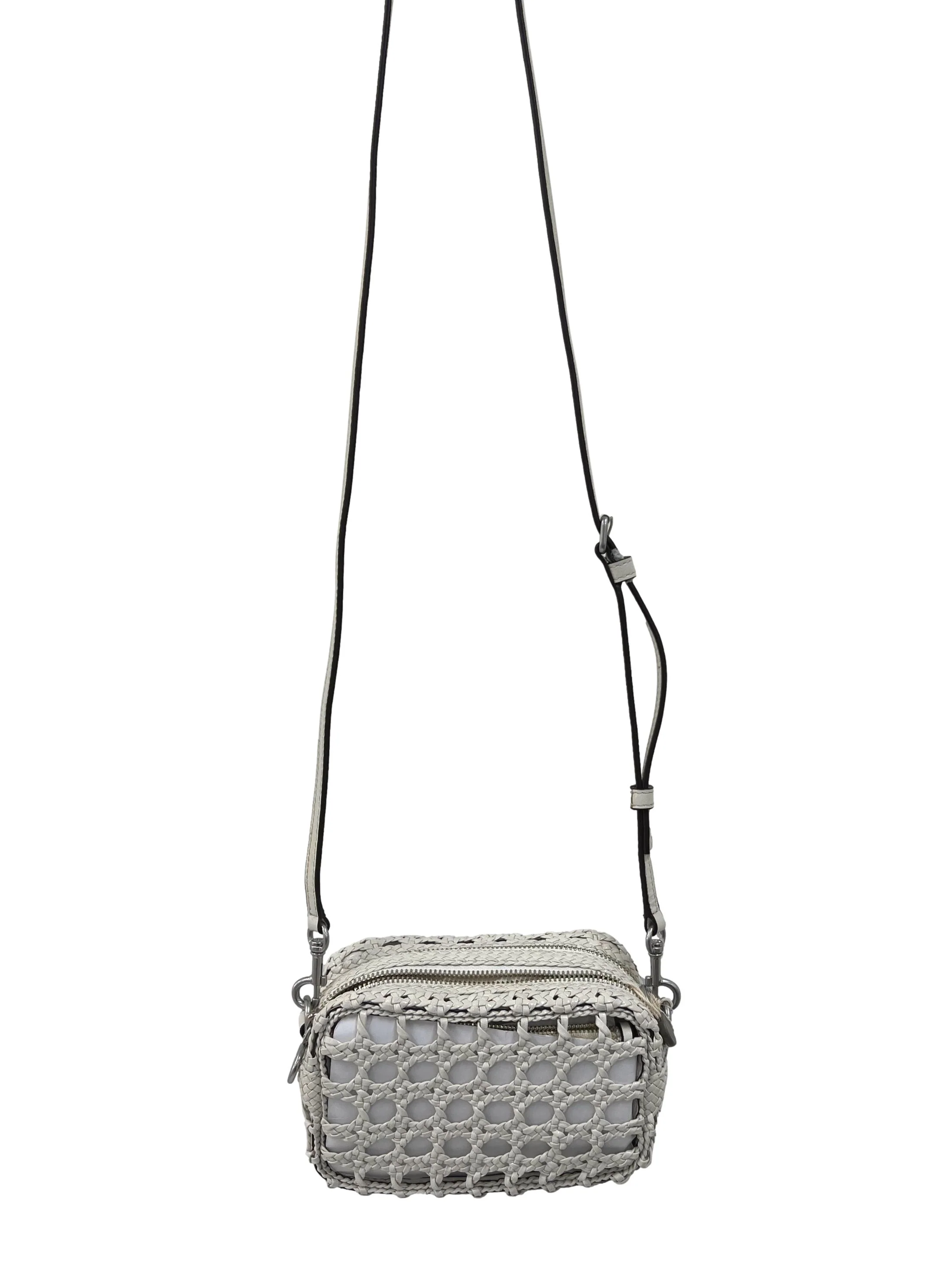 White Perry Woven Leather Crossbody Bag - Image 2
