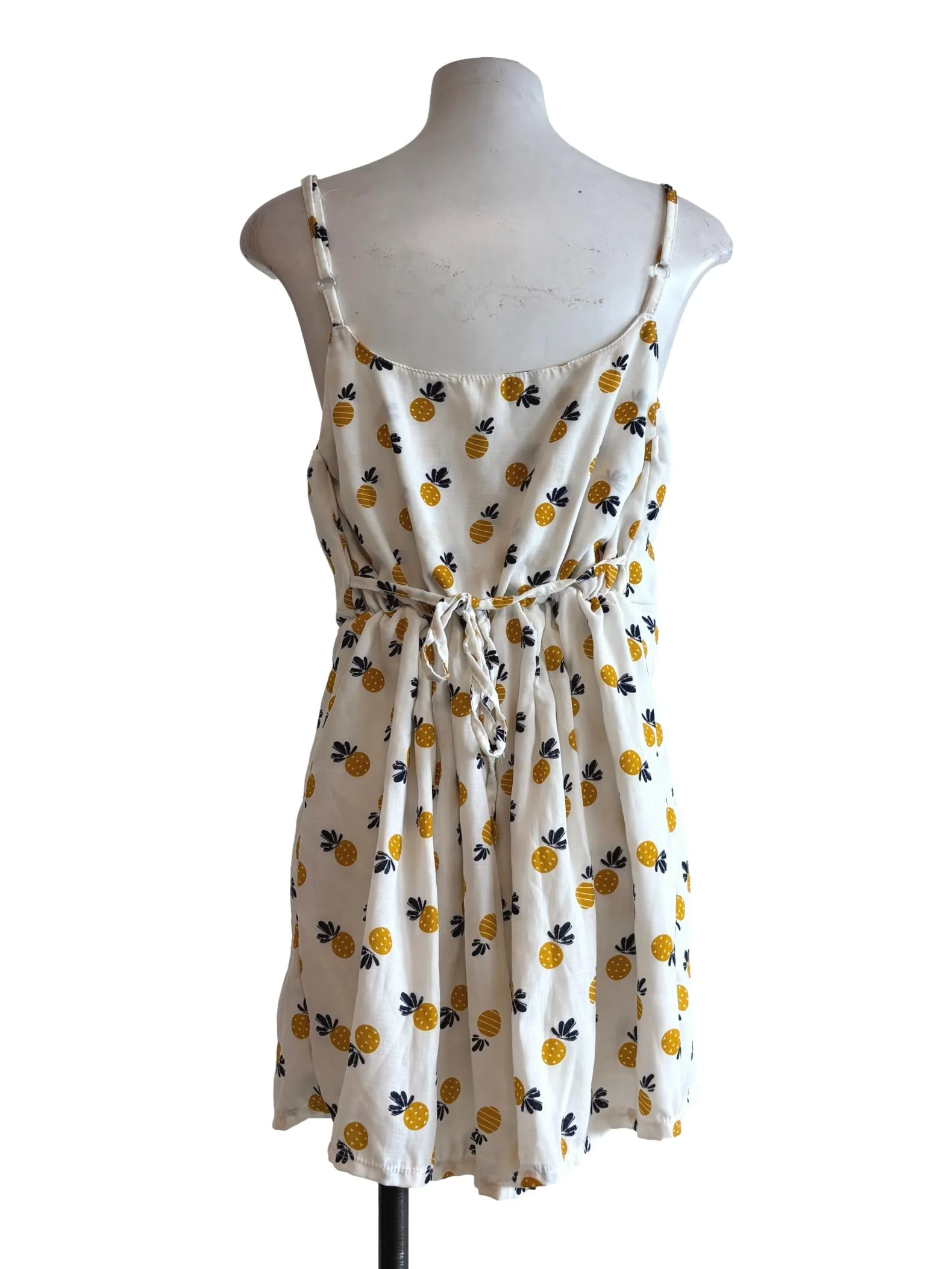White Pineapple Patterned Spaghetti Strap Rompers - Image 2