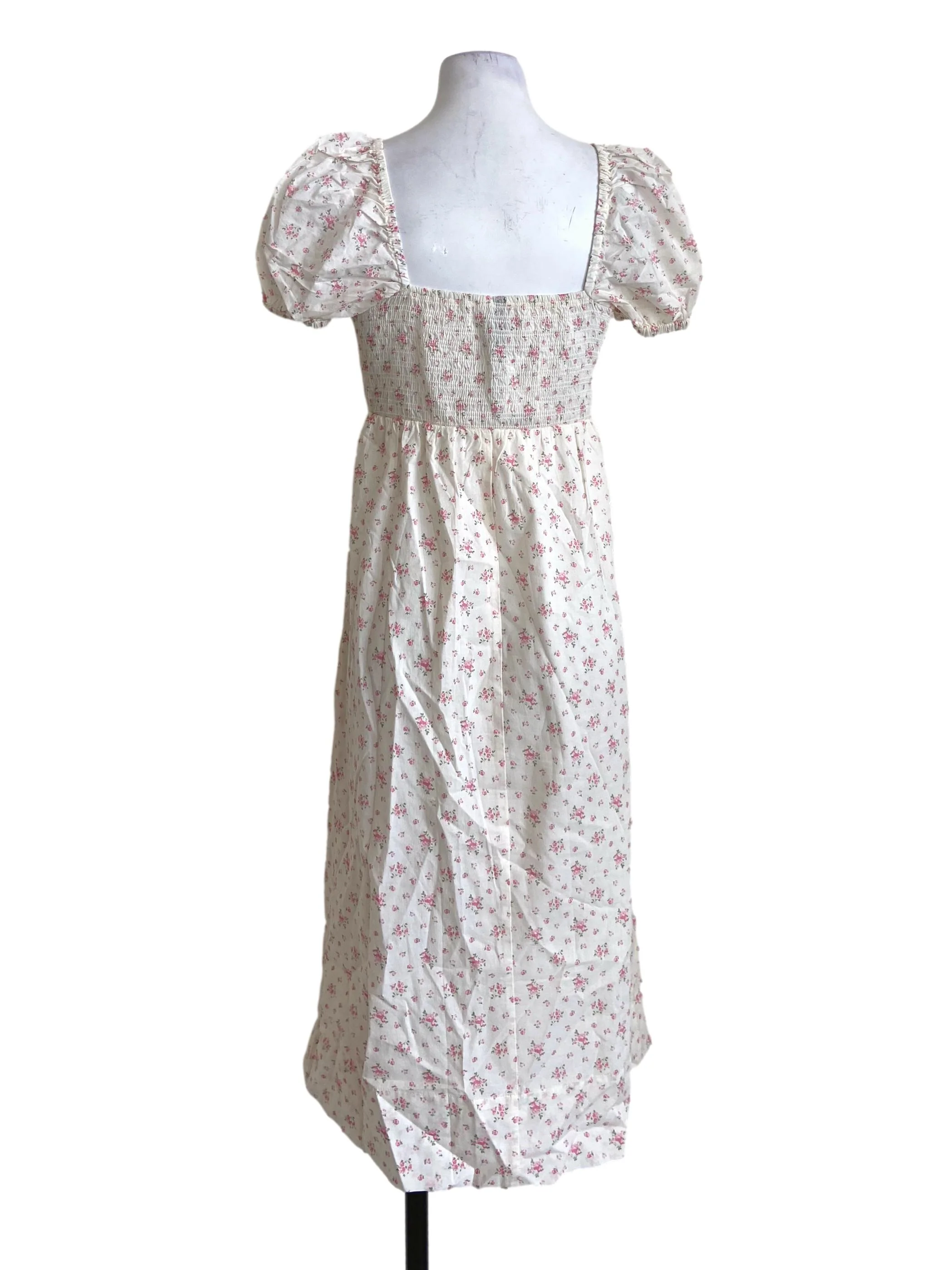 White & Pink Floral A-Line Dress - Image 2