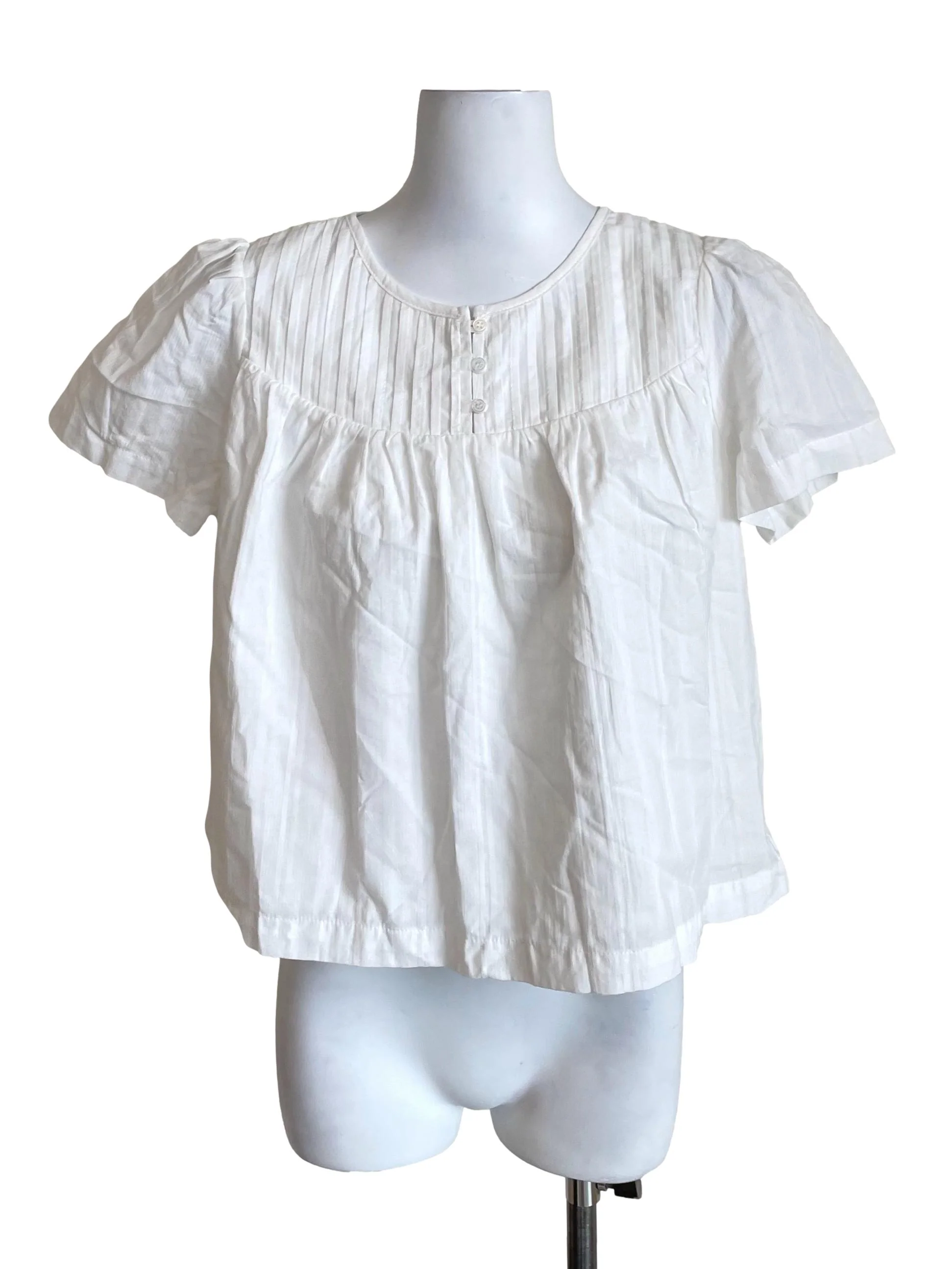 White Pleated Babydoll Top
