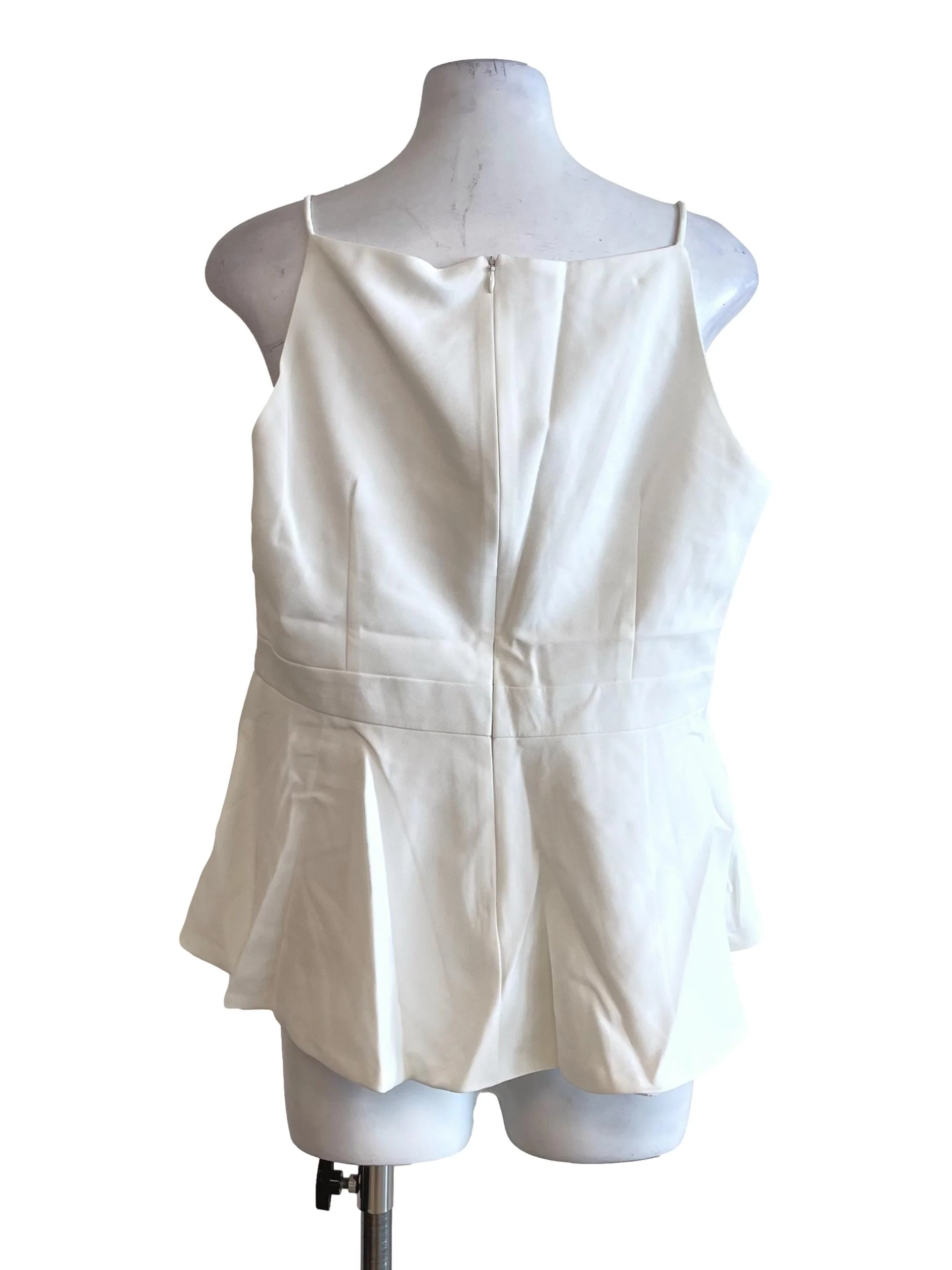 White Pleated Peplum Top - Image 2