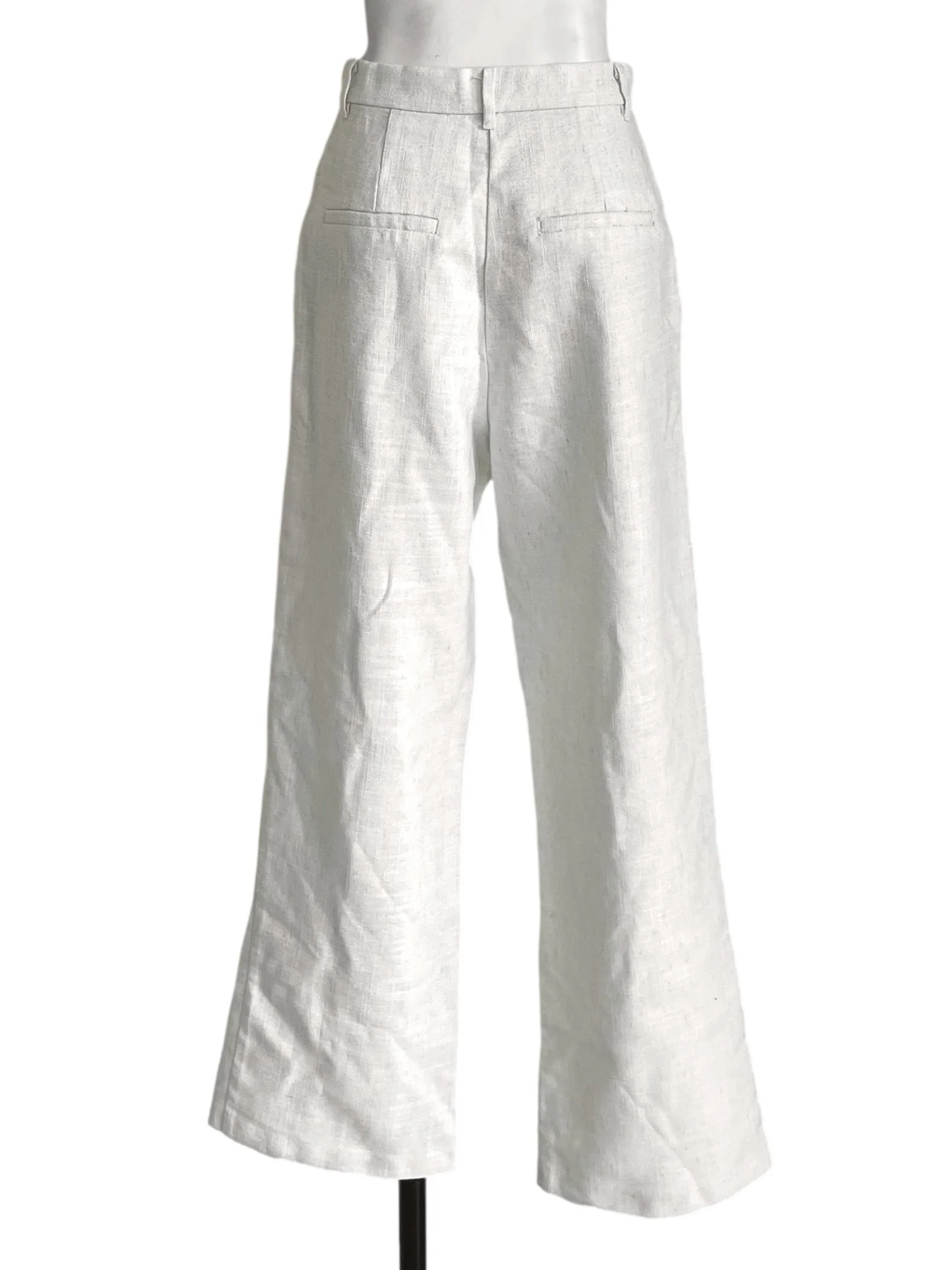 White Pleated Tweed Trousers LB - Image 2
