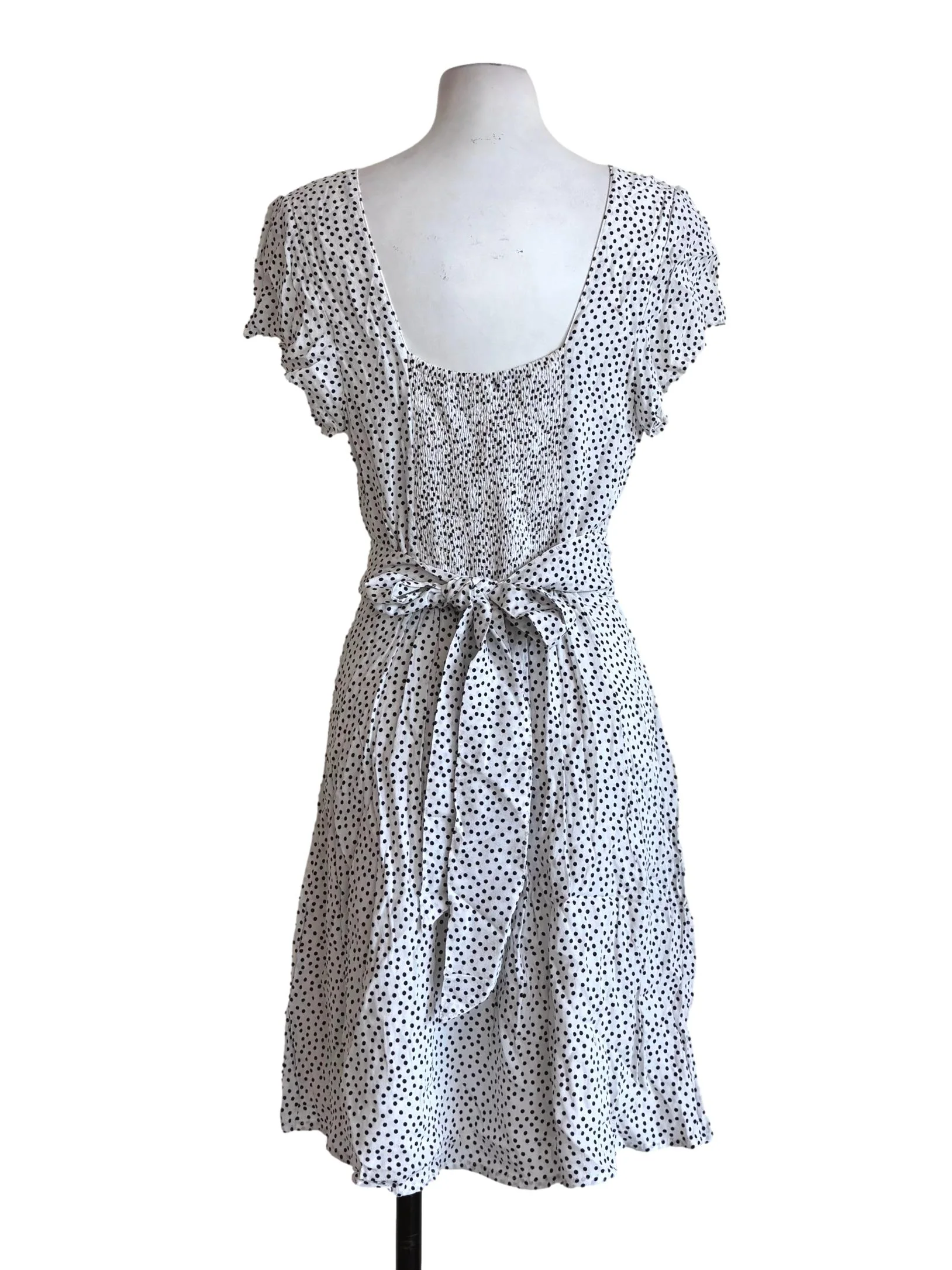 White Polka Dot Flowy A-Line Dress - Image 2
