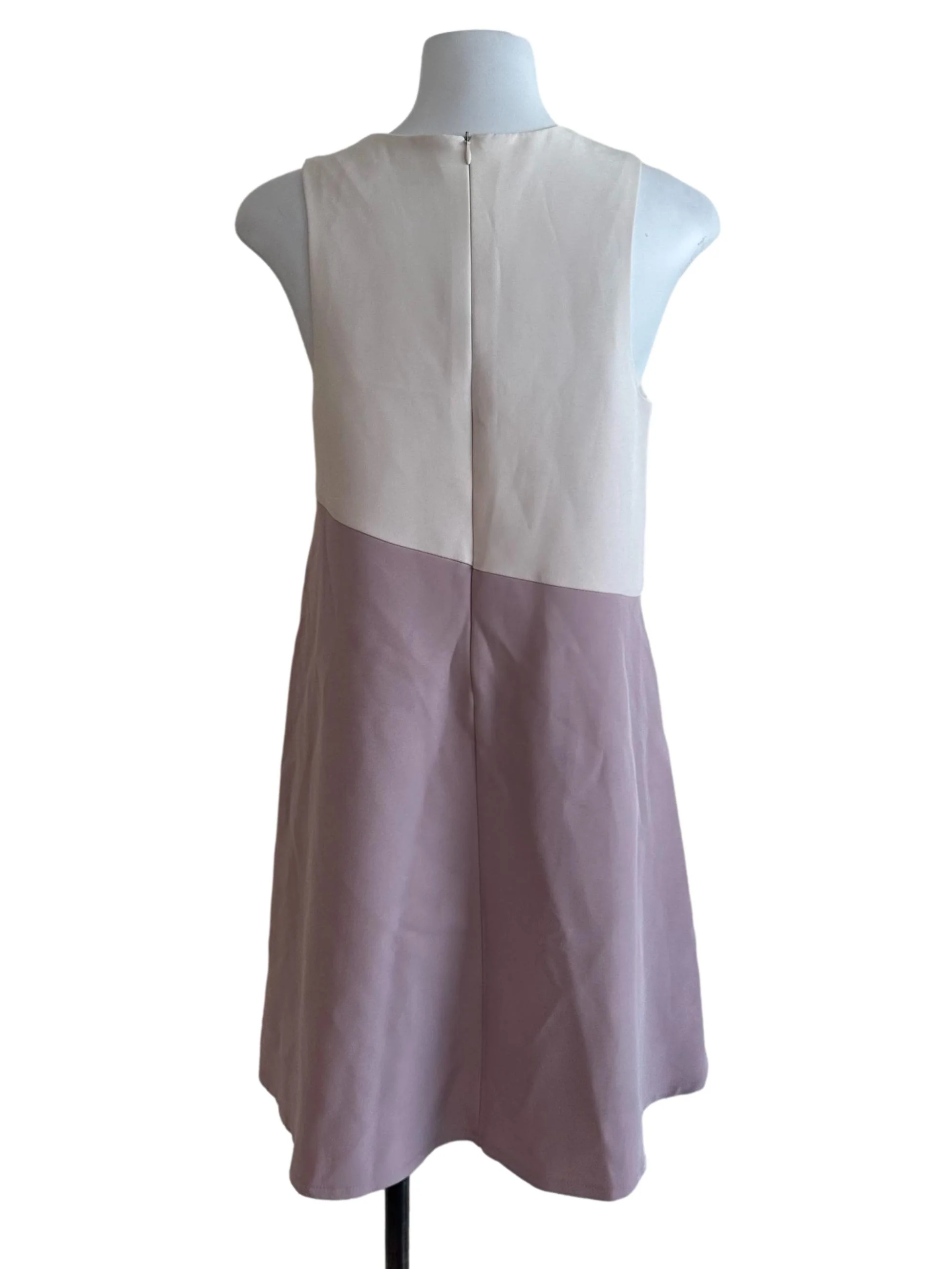 White Purple Round Neck Shift Dress - Image 2