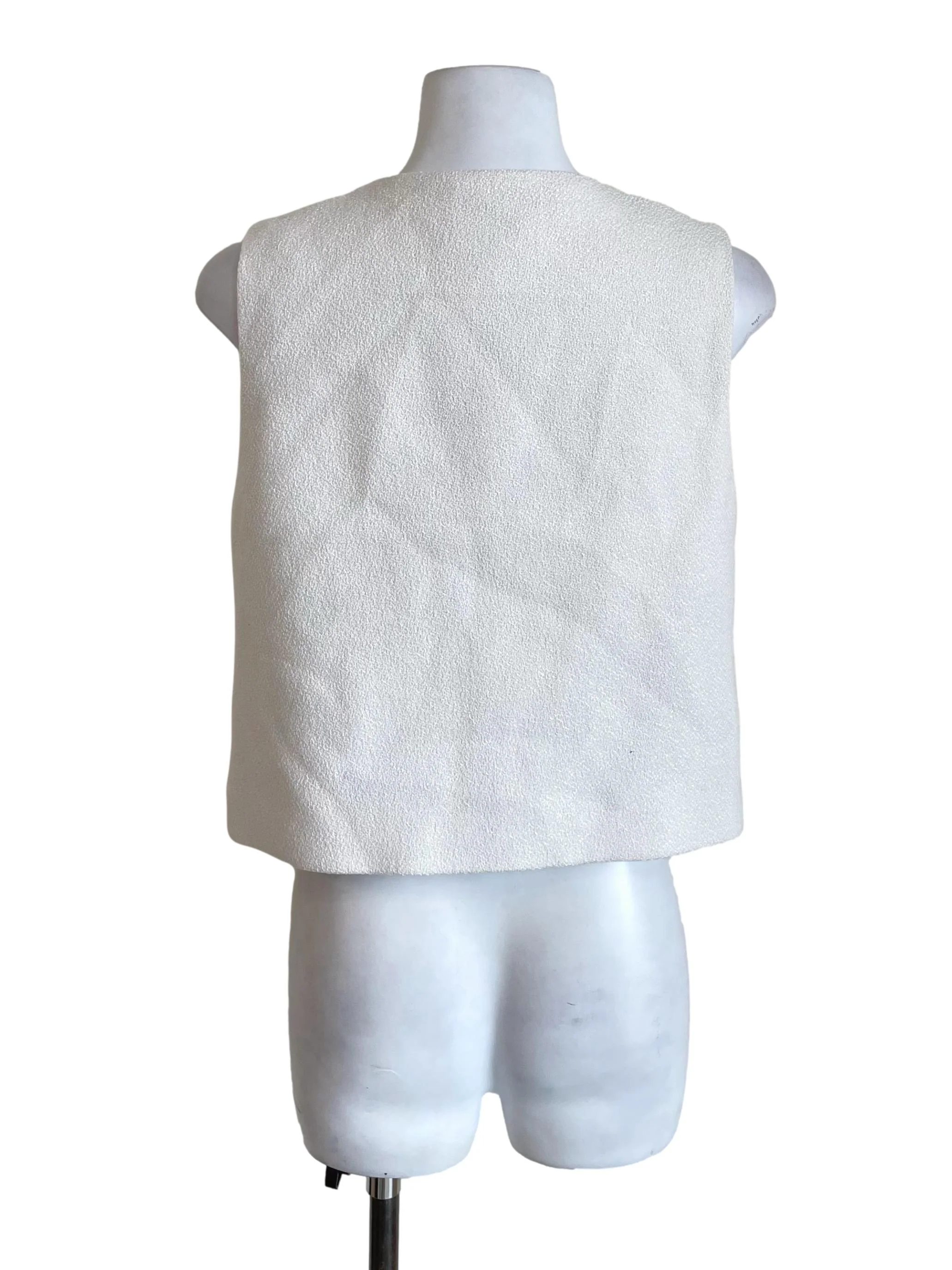 White Round Neck Boxy Vest - Image 2