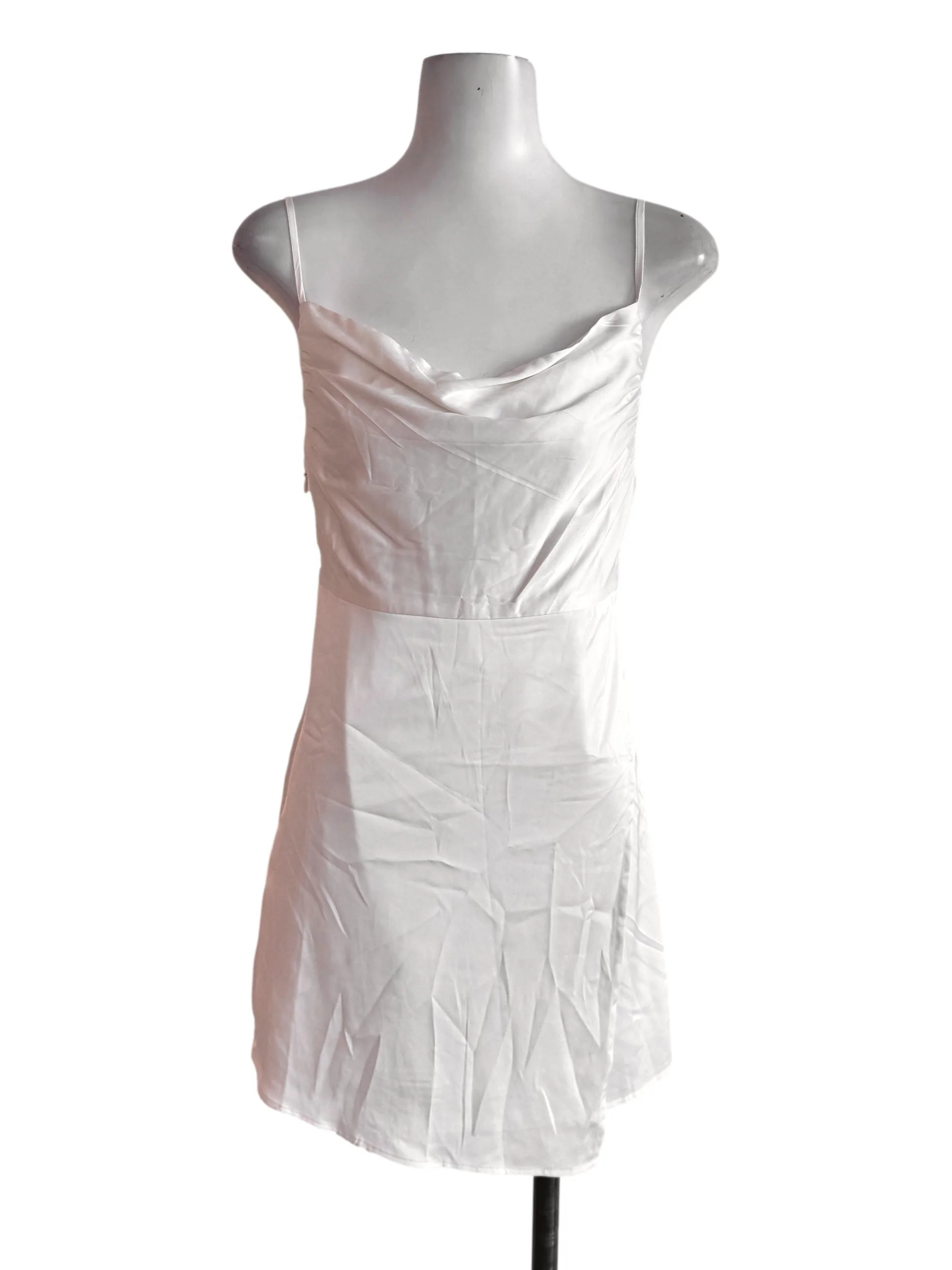White Satin Sleeveless Rompers YHF