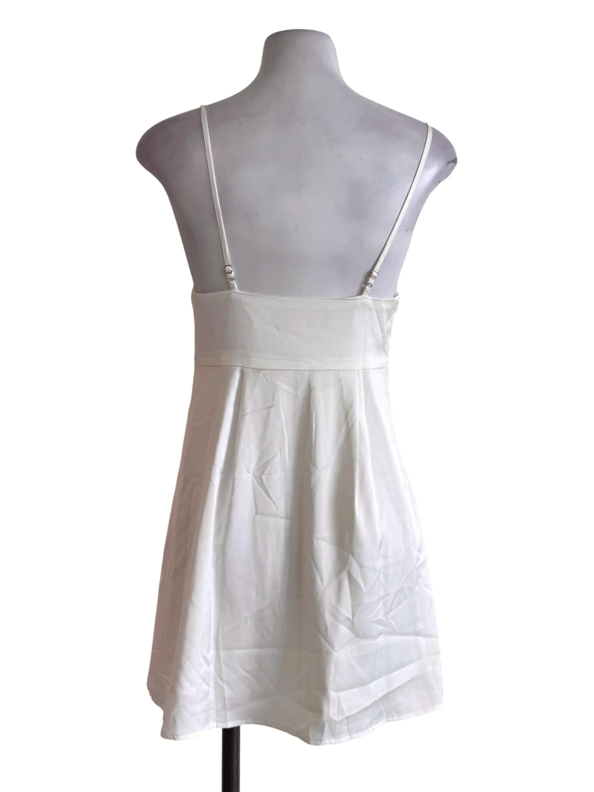 White Satin Sleeveless Rompers YHF - Image 2