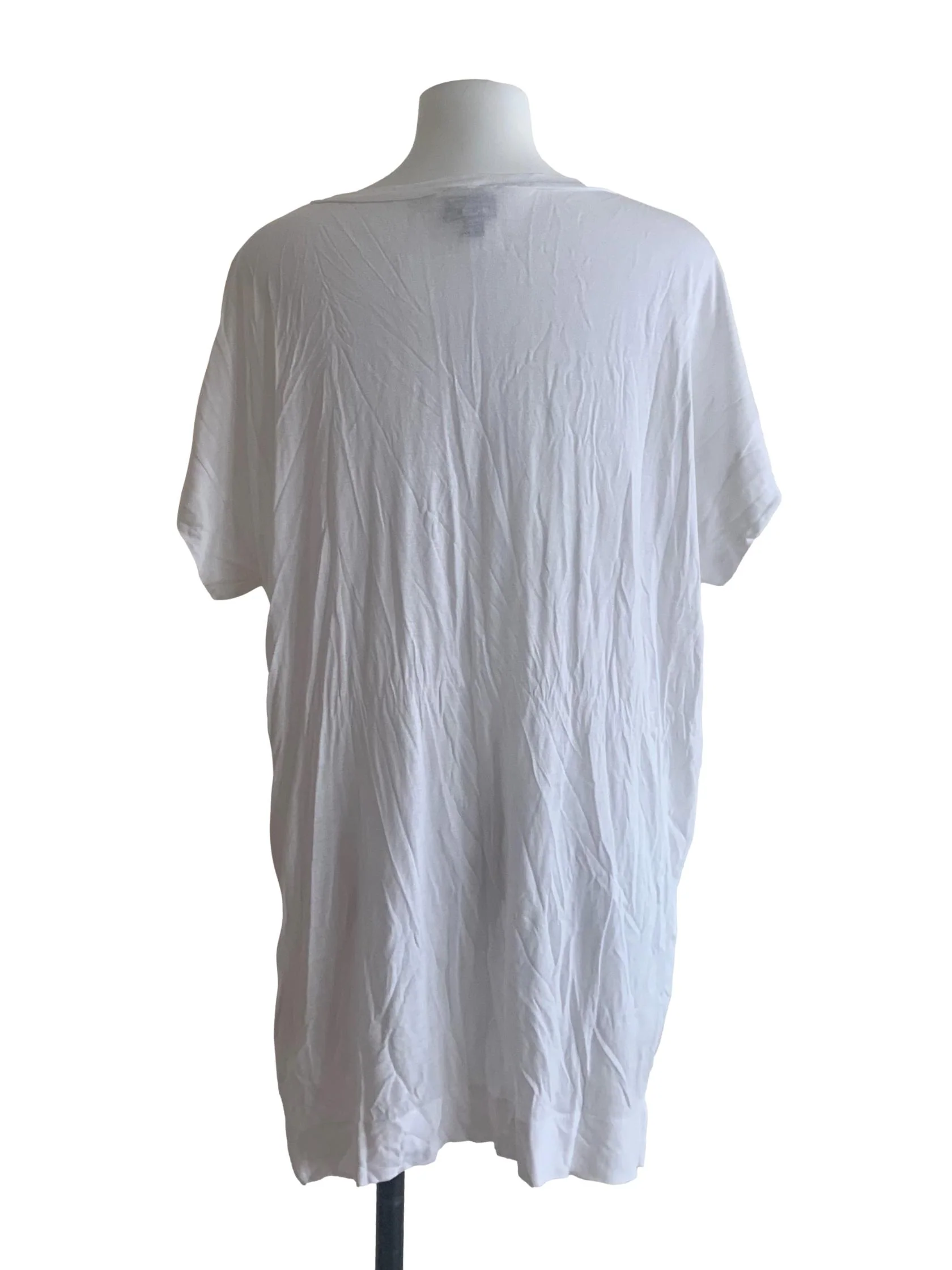 White Scoop Neck Embroidered Text Top - Image 2