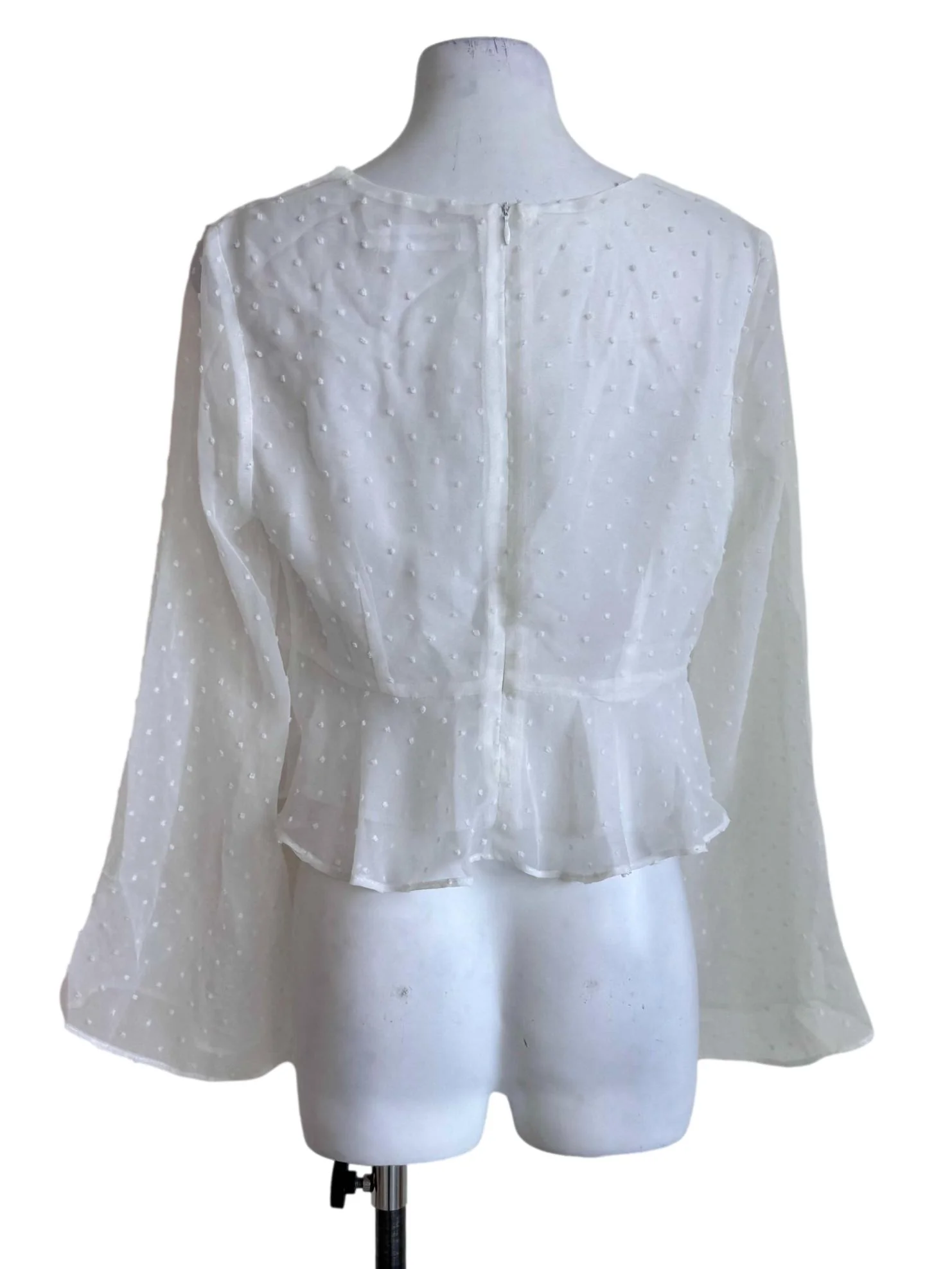 White Sheer Tie-Front Blouse - Image 2