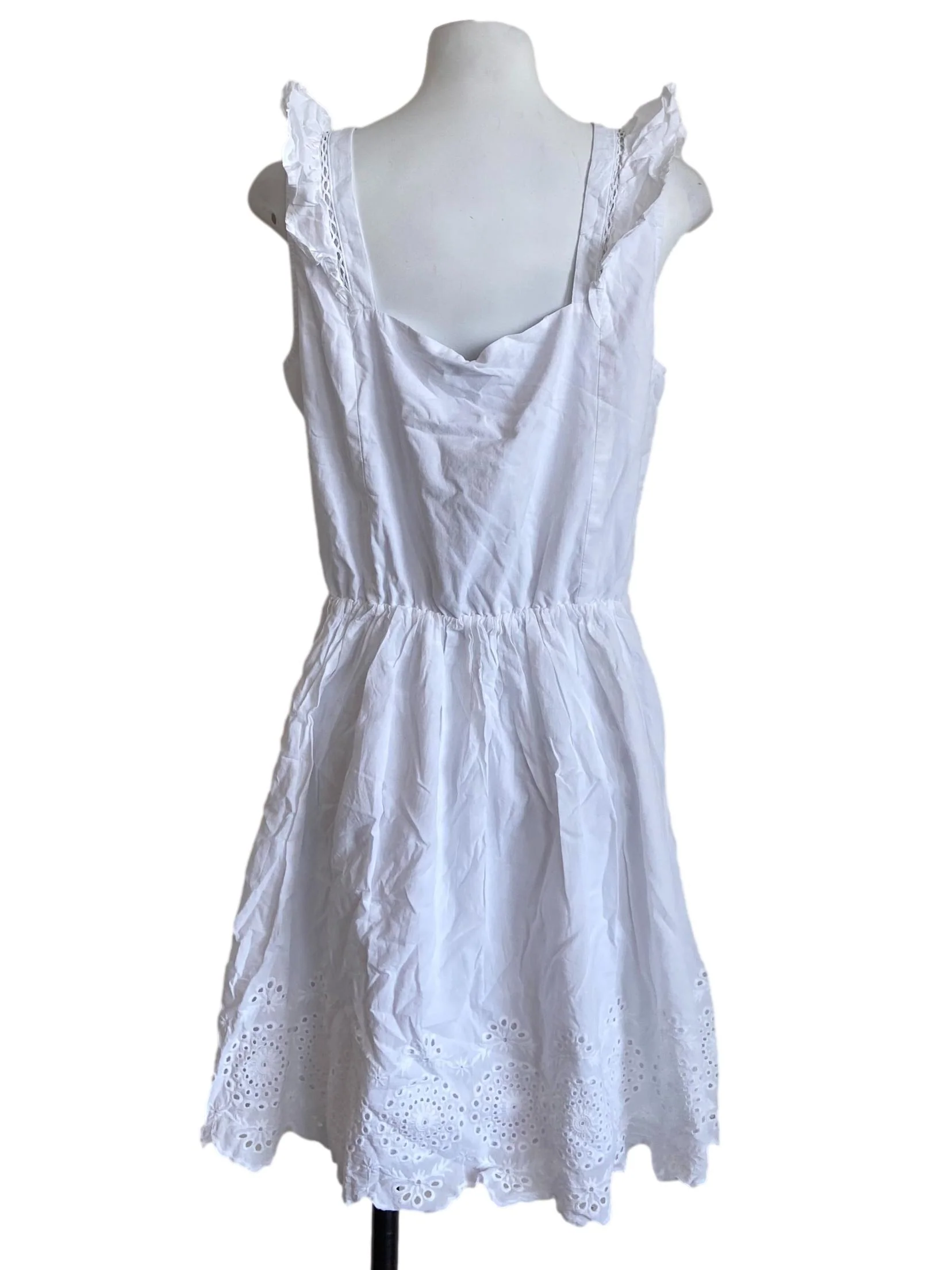 White Ruffle Embroidery Apron Dress - Image 2