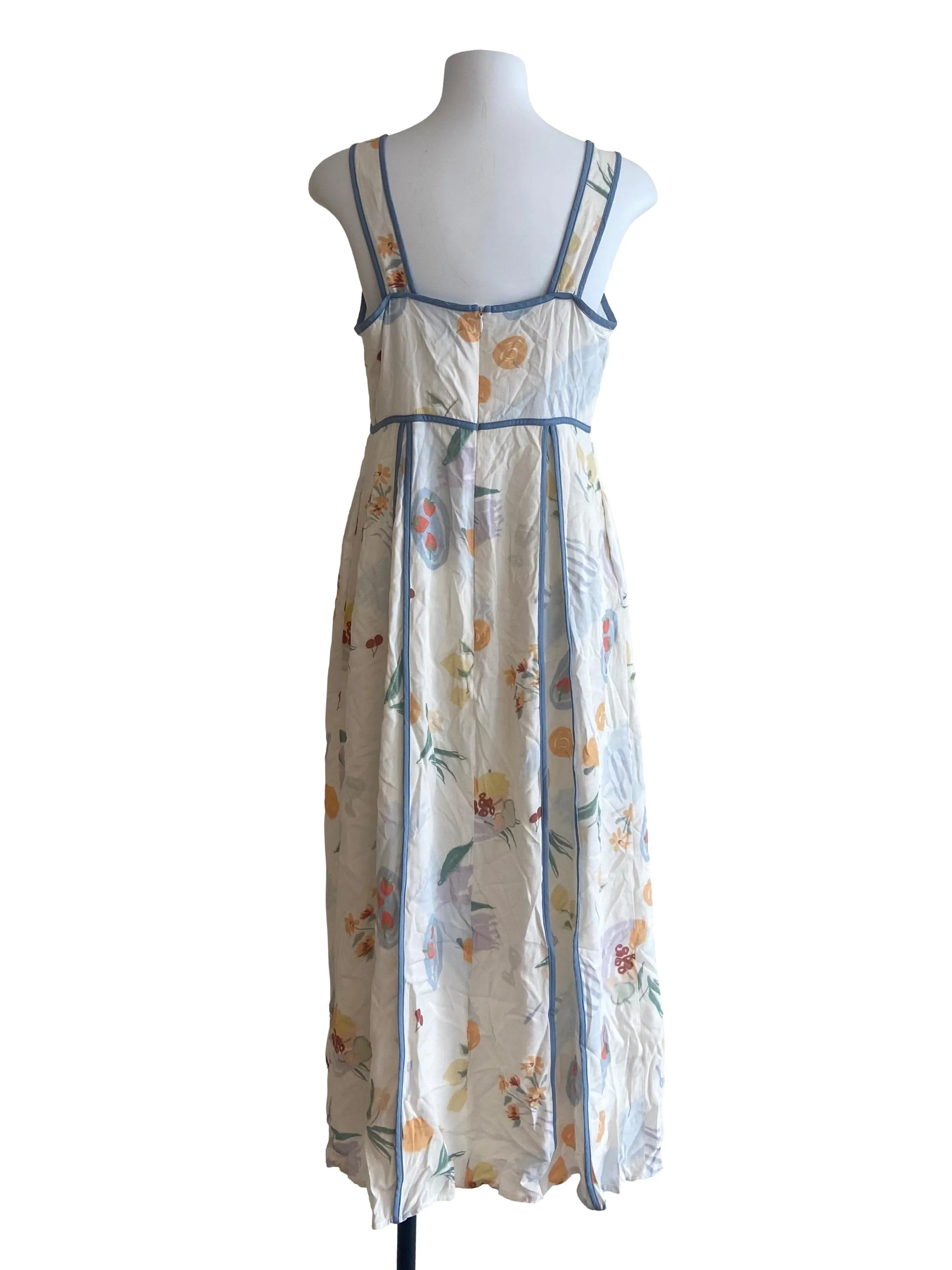 White Sleeveless Floral Apron Dress - Image 2