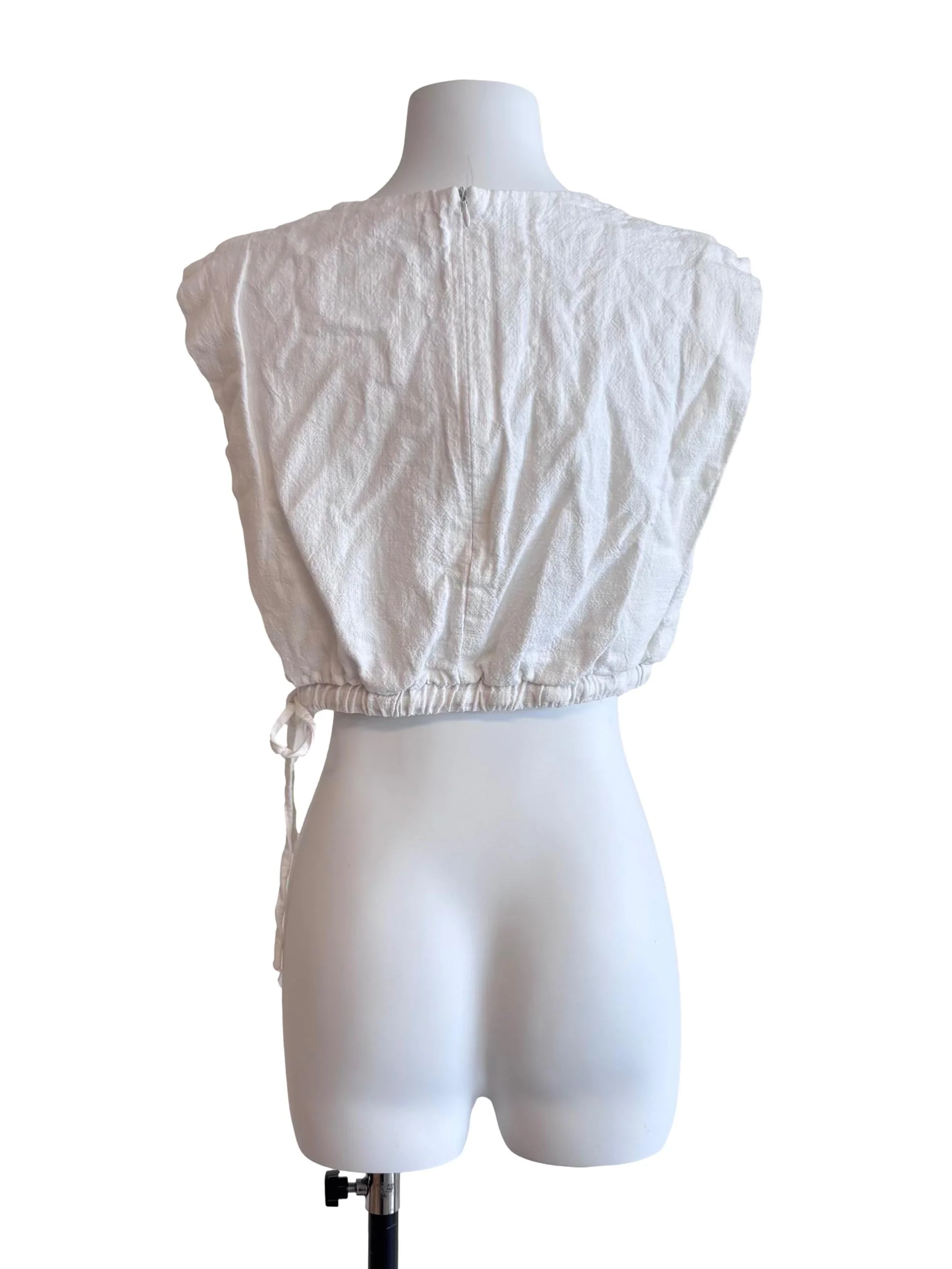 White Sleeveless Wrap Cropped Top - Image 2