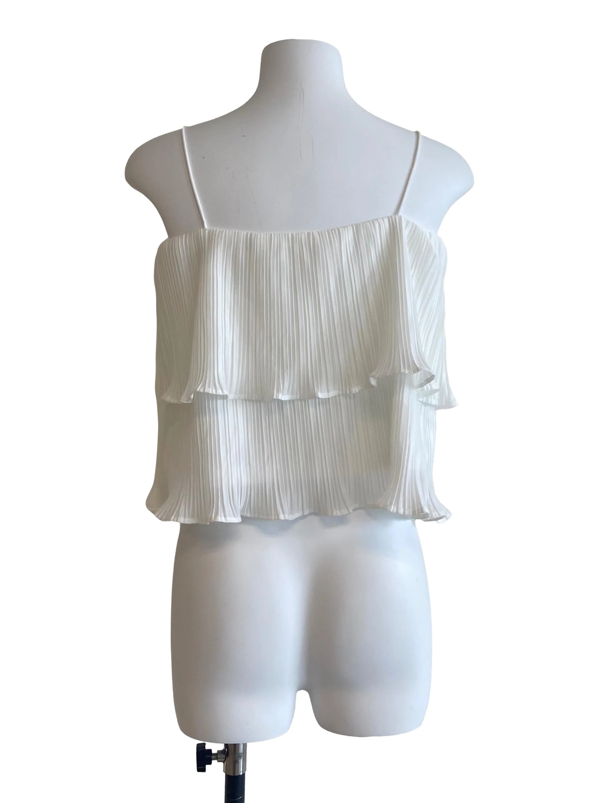 White Spaghetti Strap Accordion Blouse - Image 2