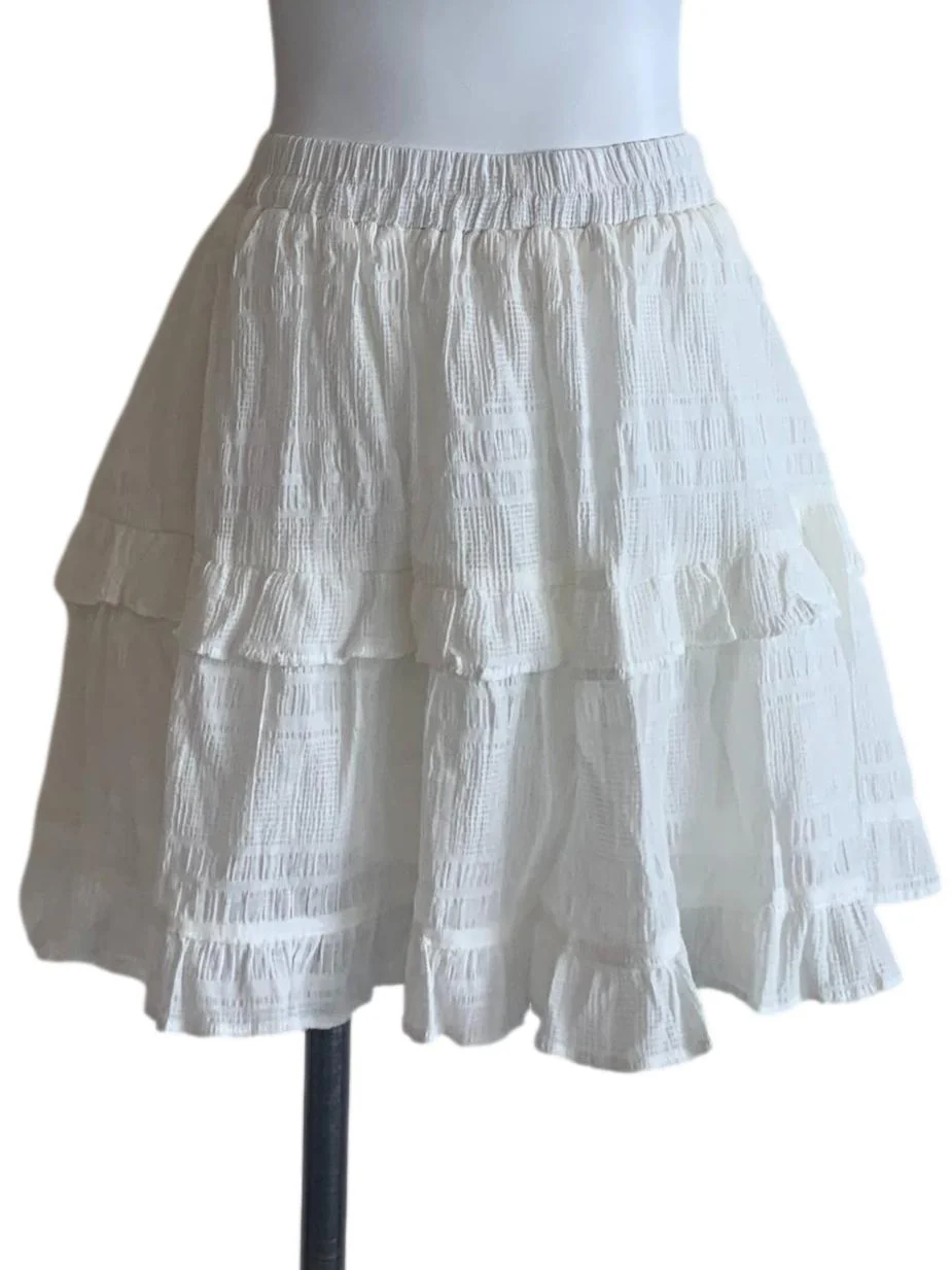 White Tiered Mini Skirt - Image 2