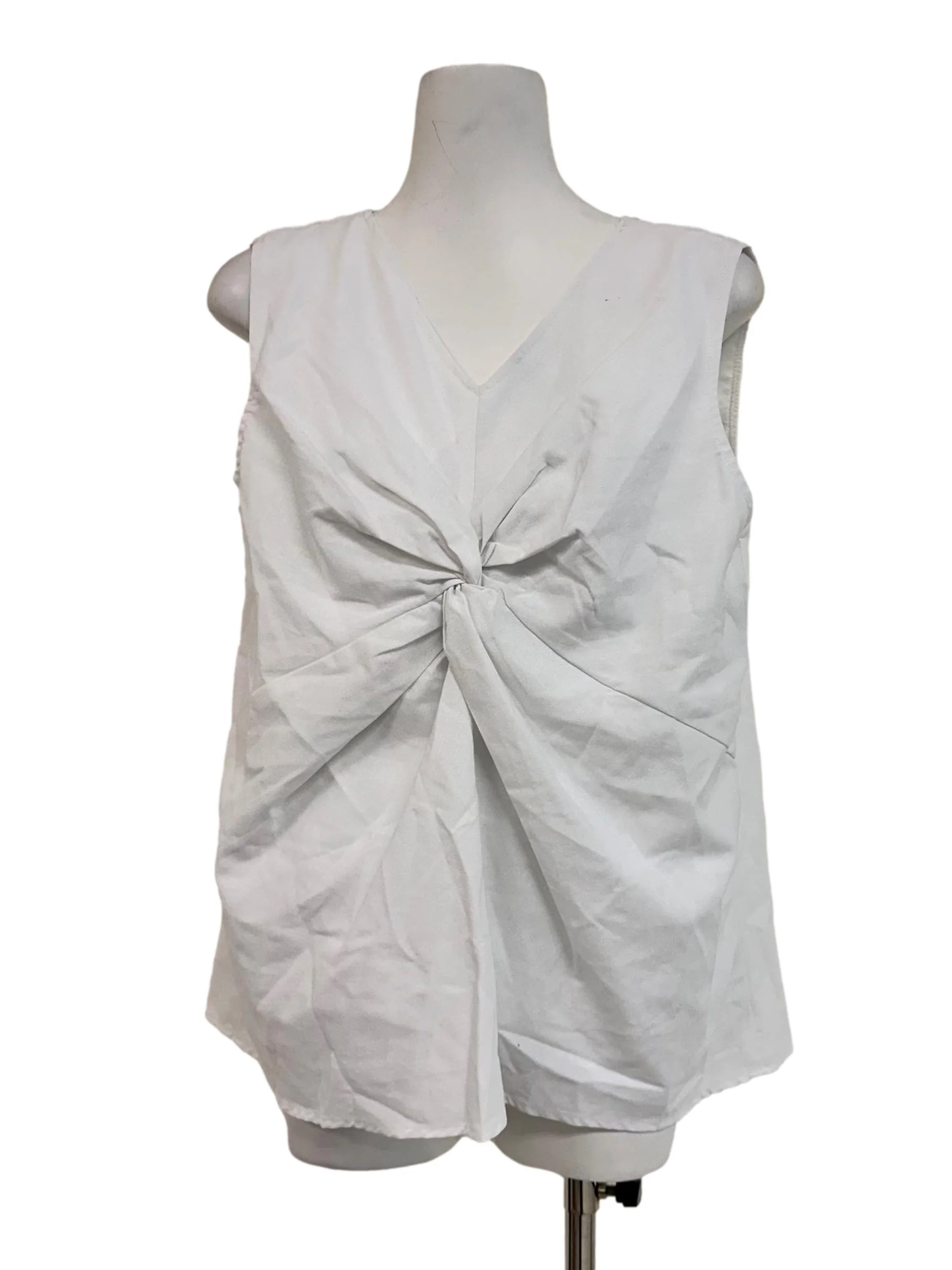 White Twist Pattern Sleeveless Top