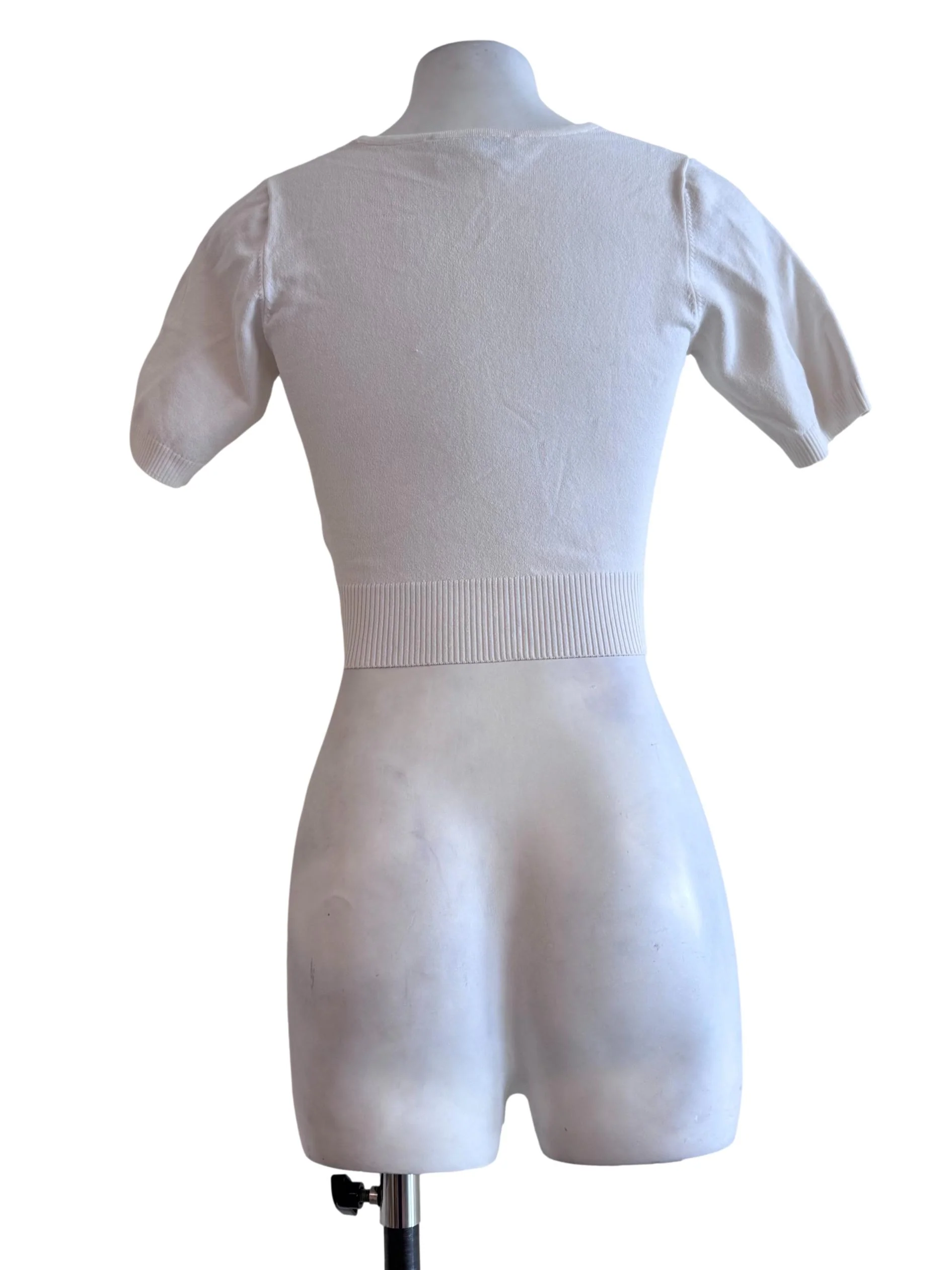 White V Neck Crop Top - Image 2