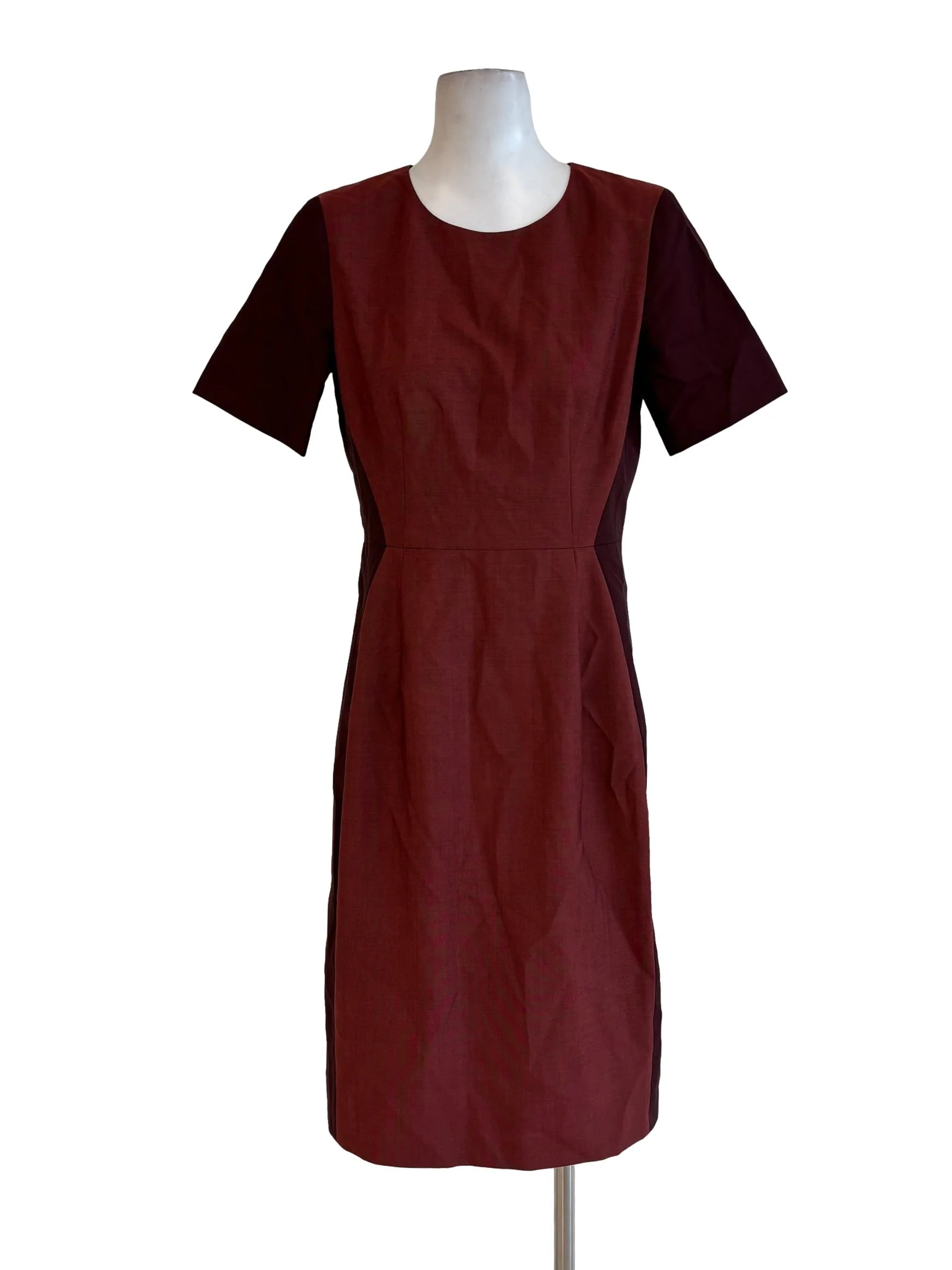 Wine Red Shortsleeve A-Line Dress