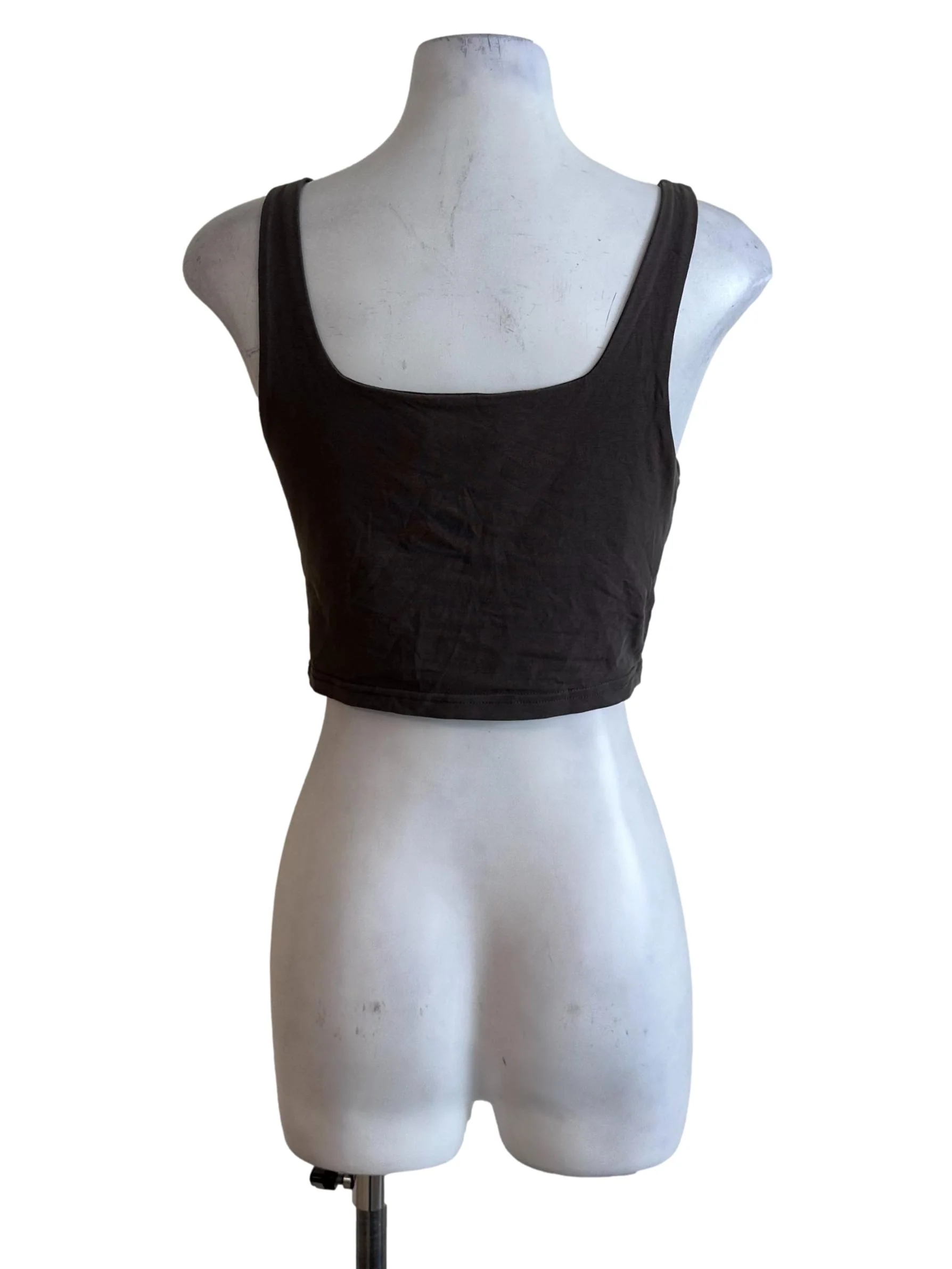 Wood Brown Square Neck Crop Top - Image 2