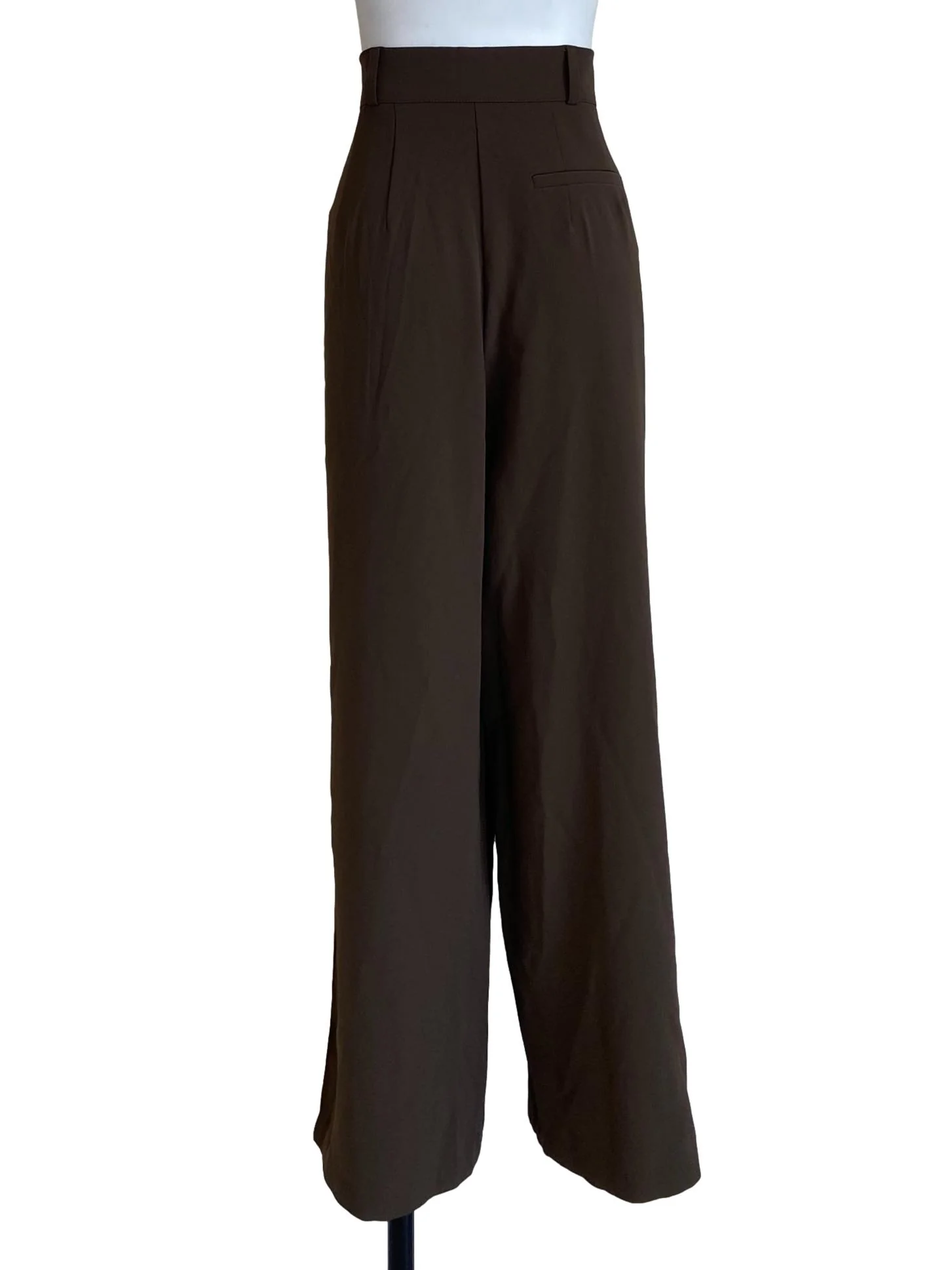 Wood Brown Twill Highwaist Straight Pants - Image 2