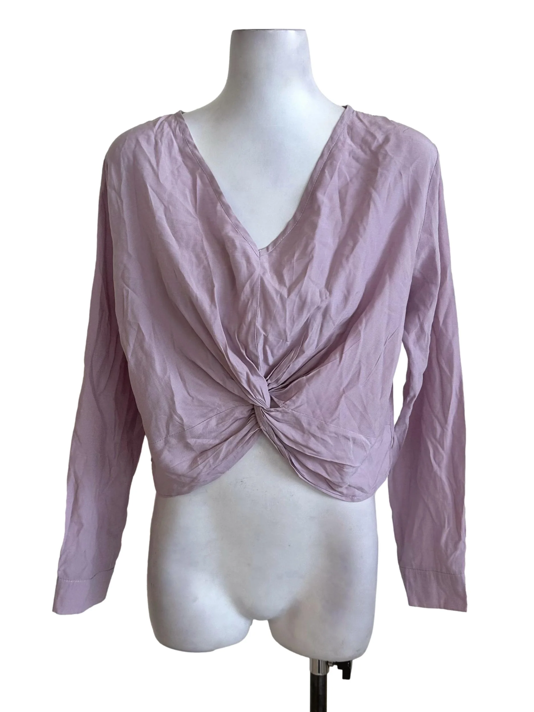 Yam Purple Knot V Neck Top TEM