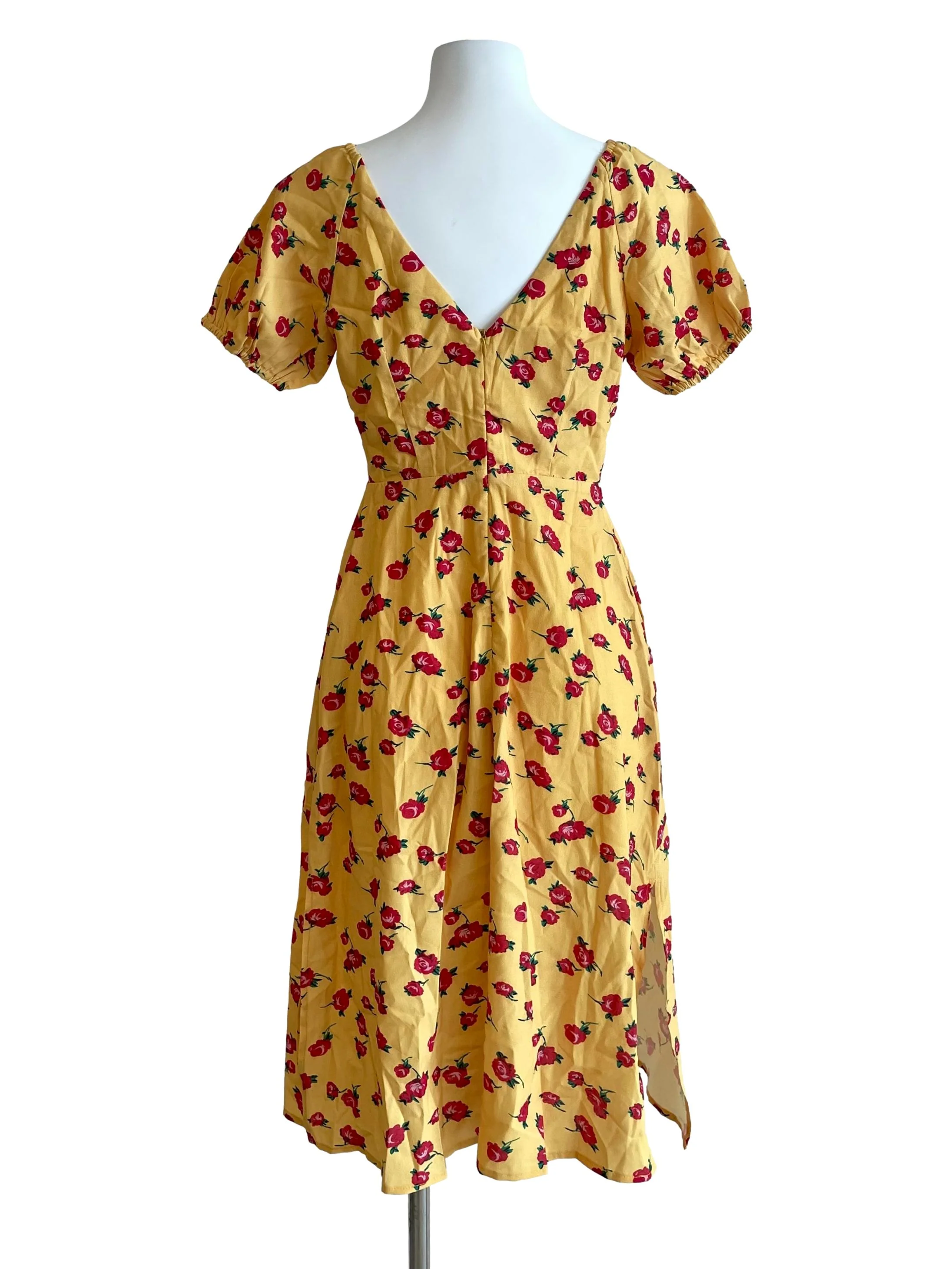 Yellow Floral Sweetheart Dress - Image 2