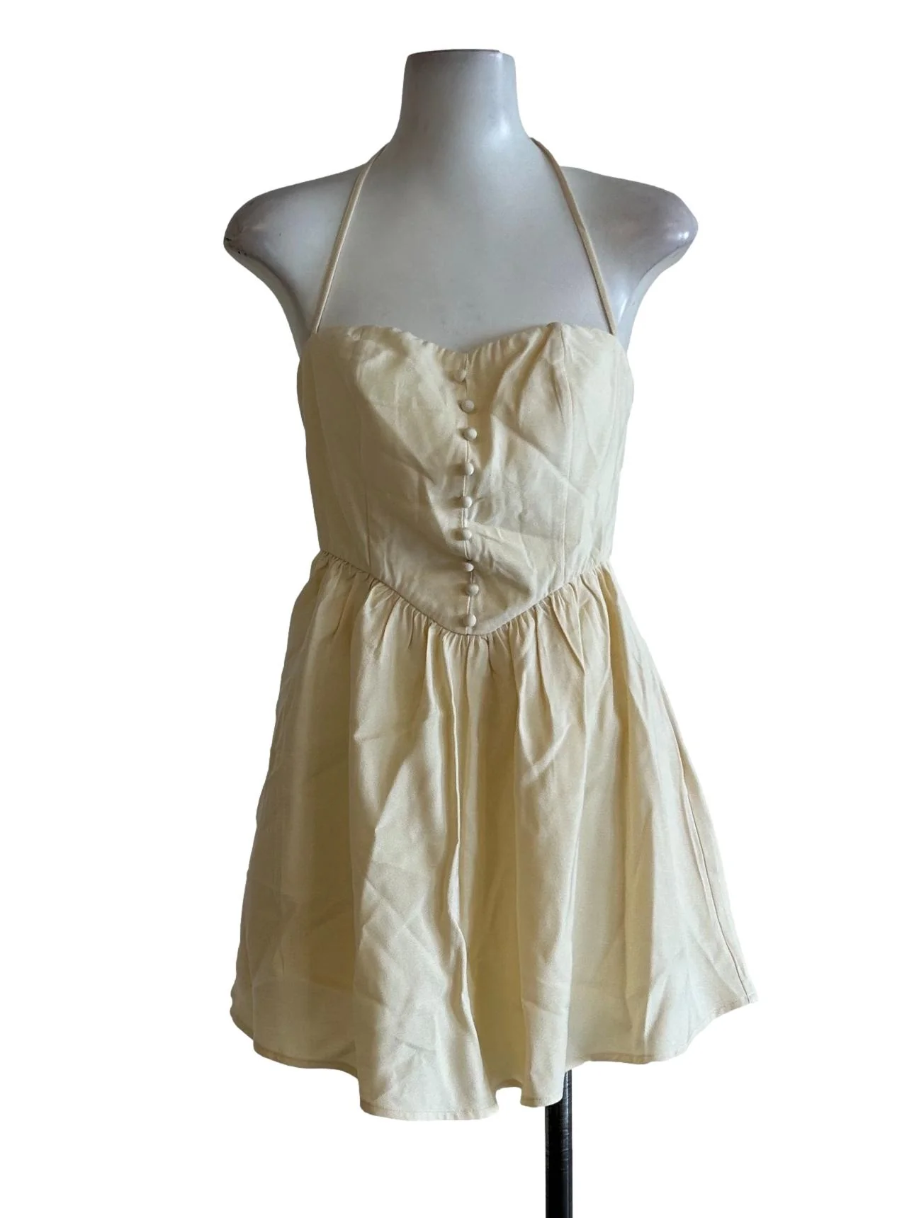 Yellow Sweetheart Neckline Dress